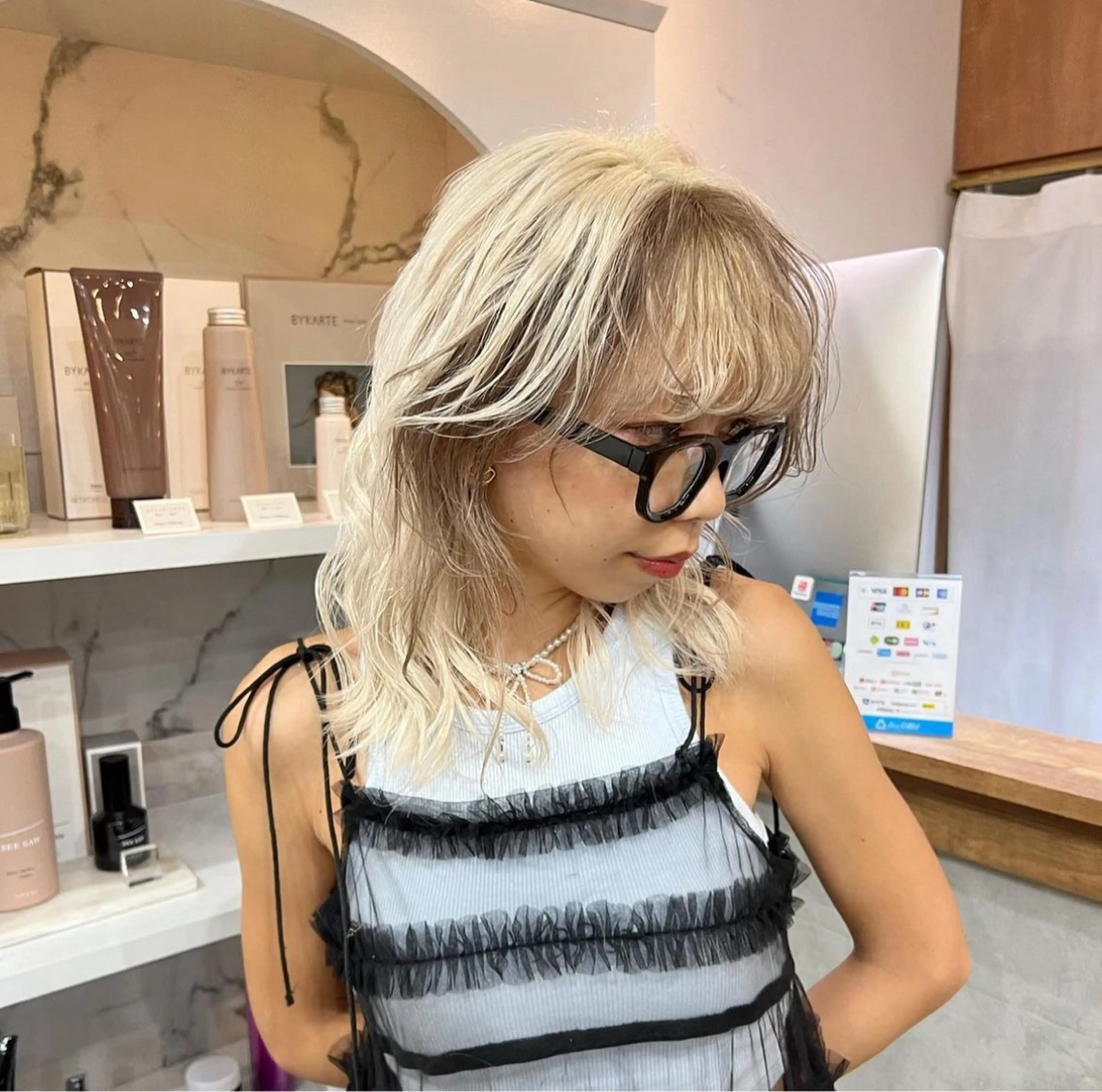 セミロング カラー エクステモデル募集 💗大阪梅田/川上のヘアスタイル