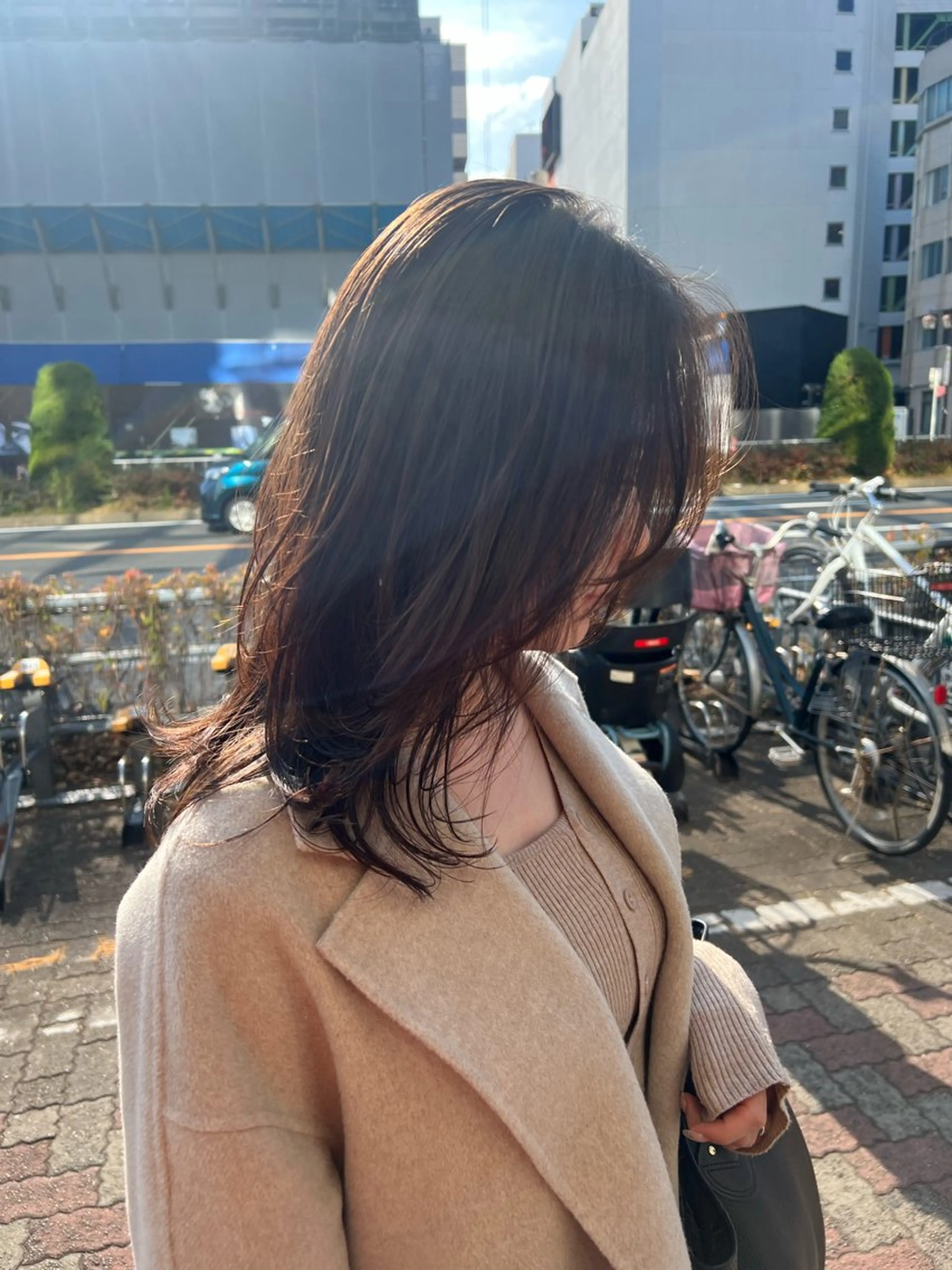 セミロング 顔まわりレイヤー 顔周りカット レイヤーカット メ イのヘアスタイル