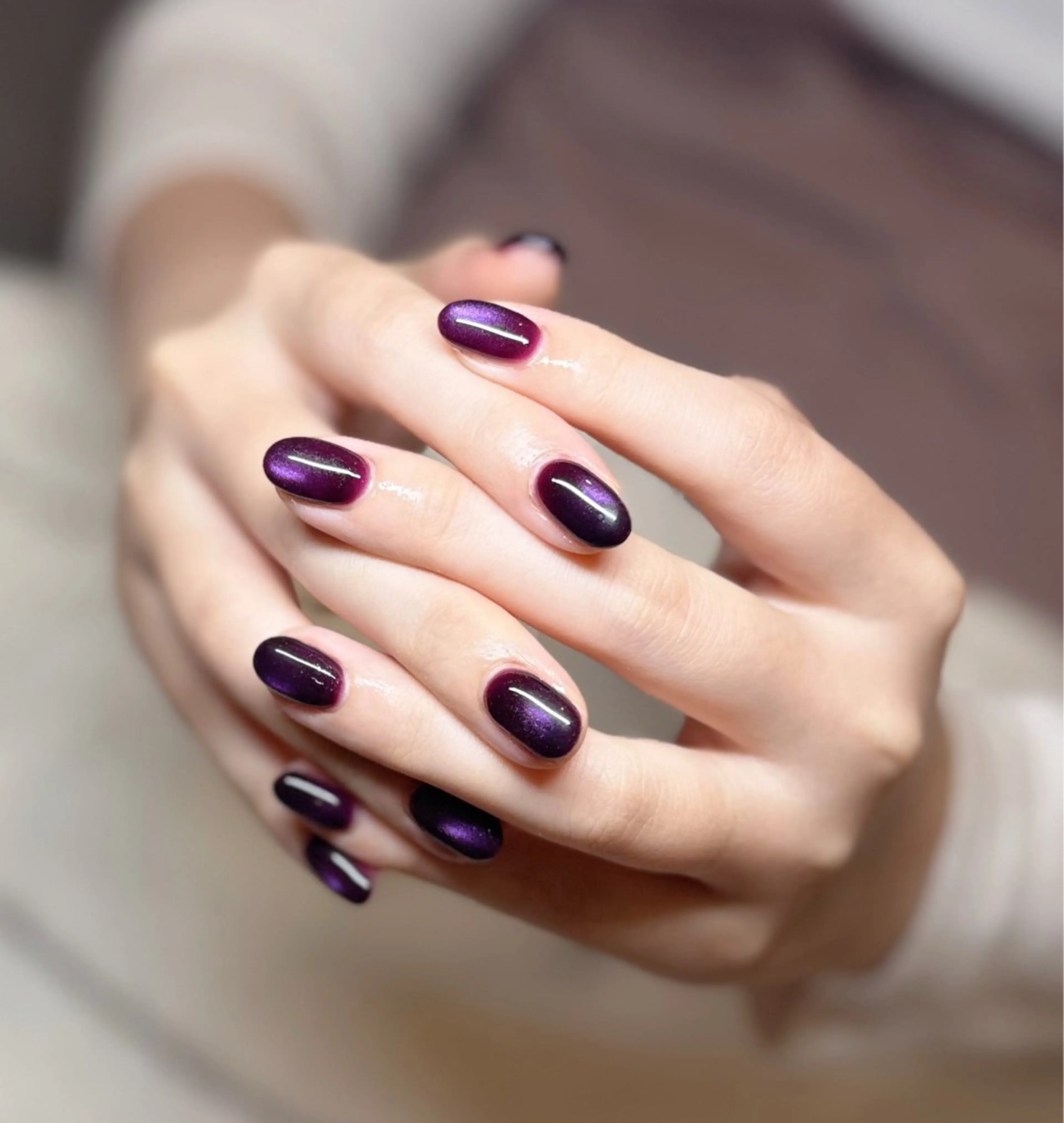 ネイル ジェルネイル マグネットネイル メンズネイル パープル ハンドネイル MIMnail メンズネイリストのネイルデザイン
