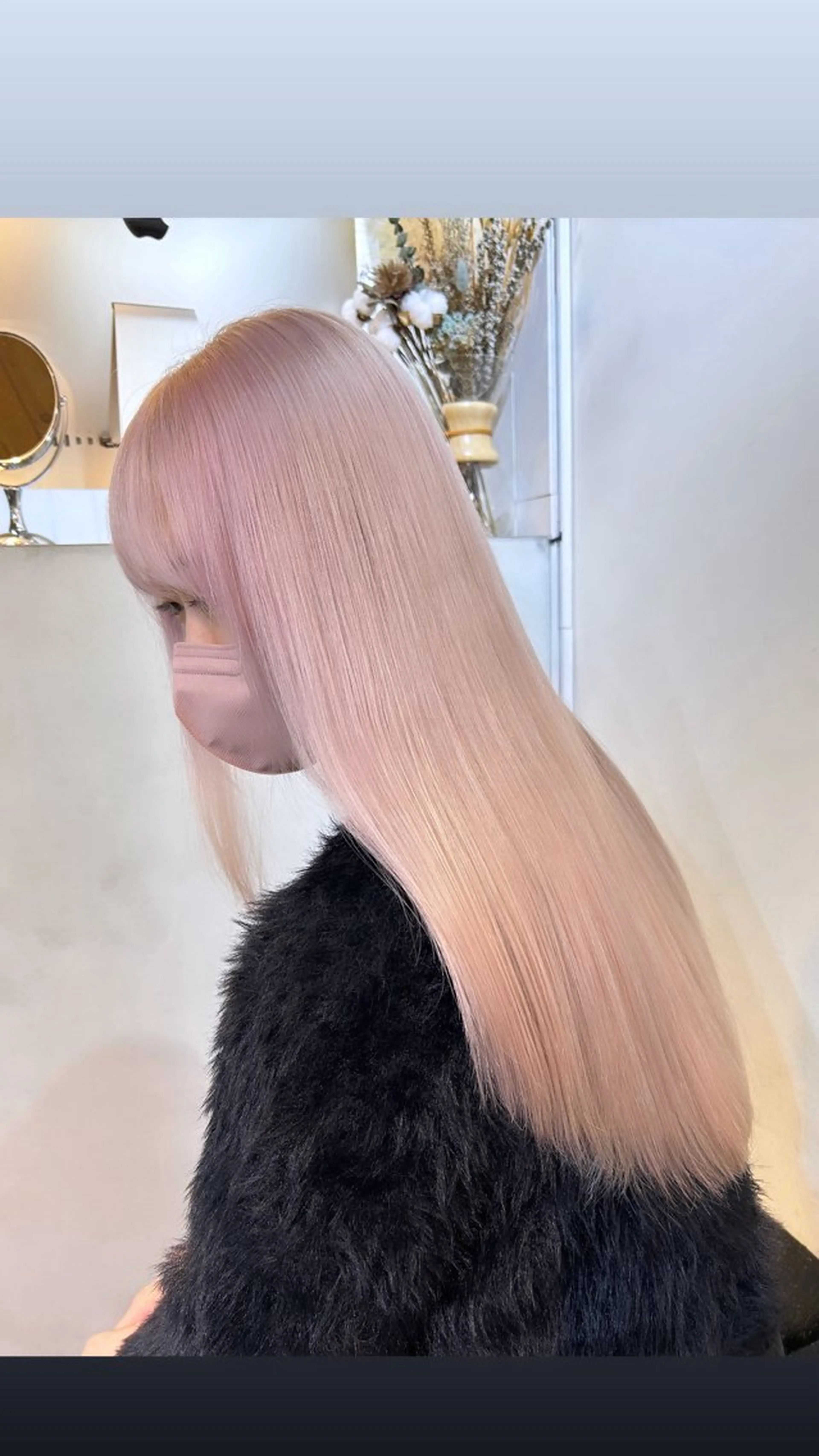 ロング カラー ピンクカラー カット ヘアカラー トリートメント 🧸艶々韓国ヘア 🧁mizunaのヘアスタイル