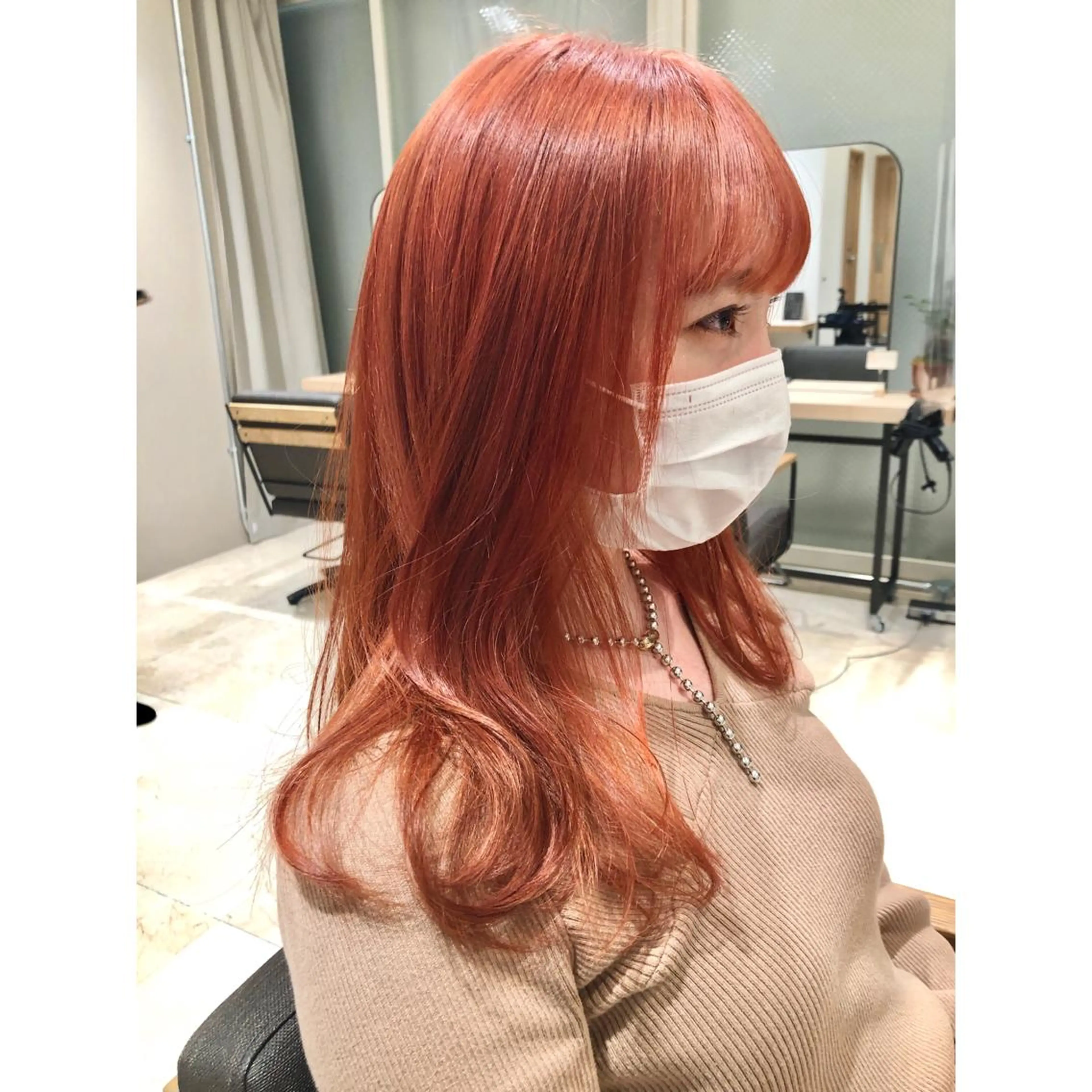ミディアム カラー ブリーチ ケアブリーチ オレンジ ピンクカラー 推しカラー✨ オタク美容師ユウカのヘアスタイル