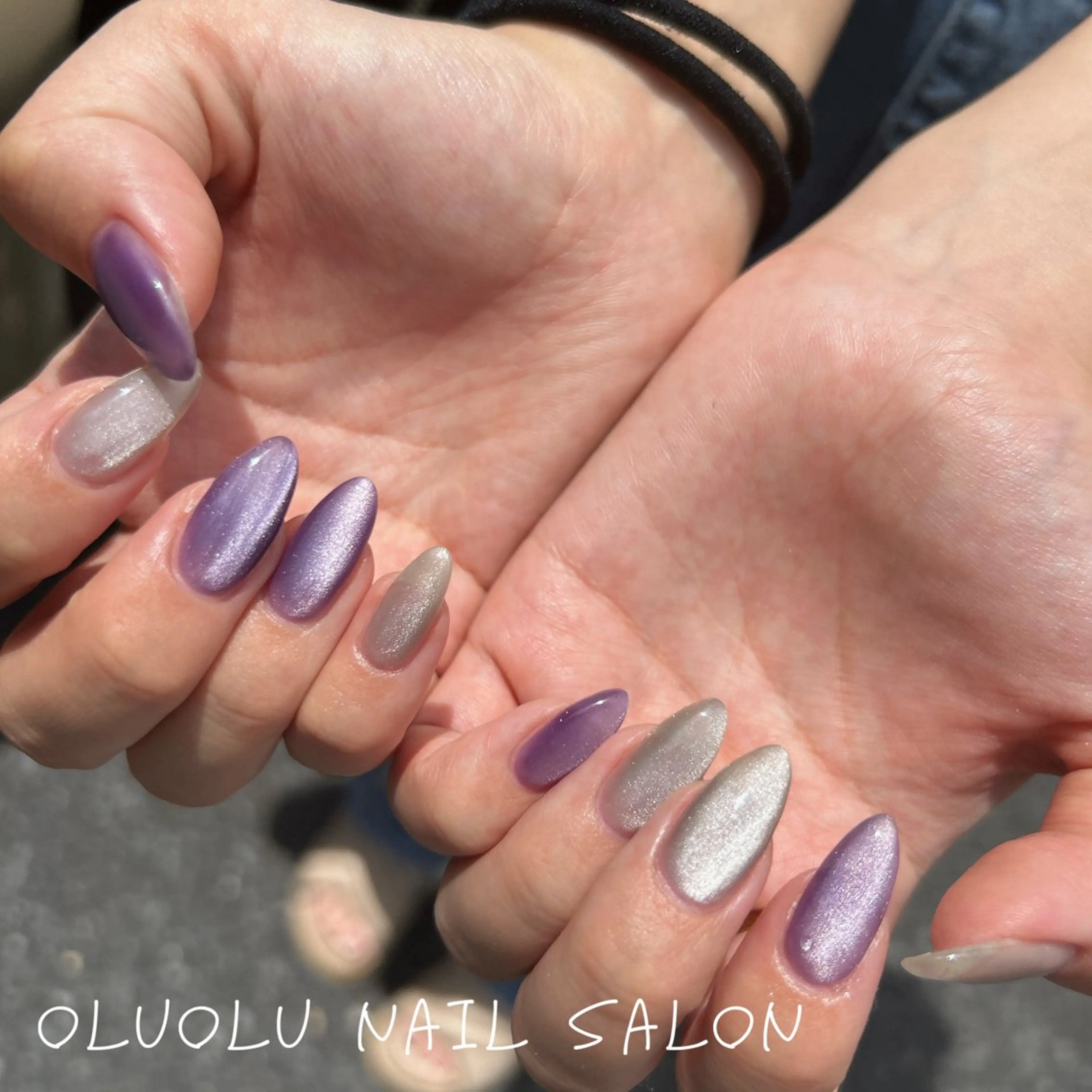 ネイル ジェルネイル 韓国ネイル マグネットネイル パラジェル ワンホンネイル oluolu nailsalonのネイルデザイン