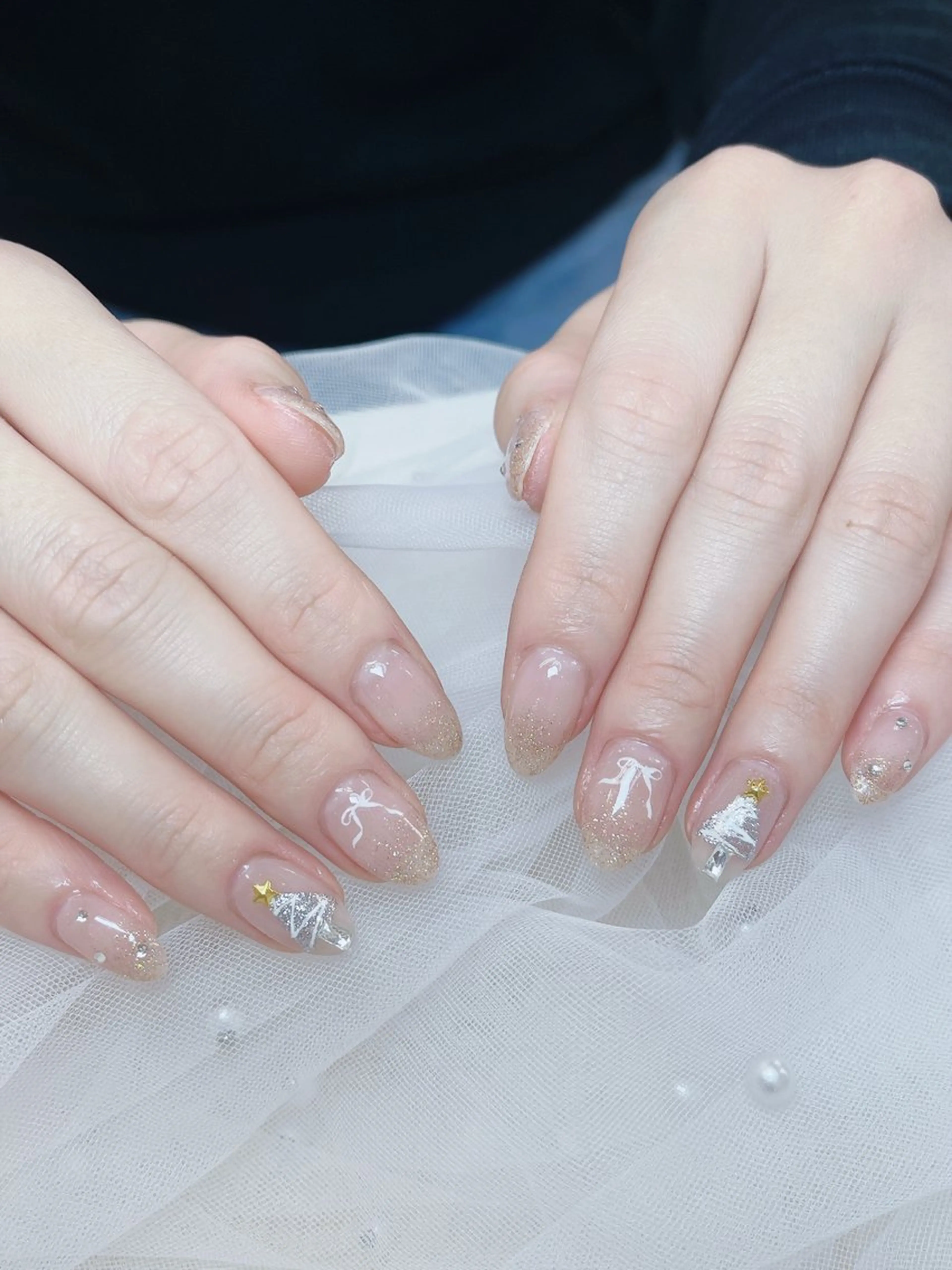 ネイル チークネイル フレンチネイル グラデーション 氷ネイル・うるうるネイル キラキラネイル ハンドネイル DUO MI nail salonのネイルデザイン