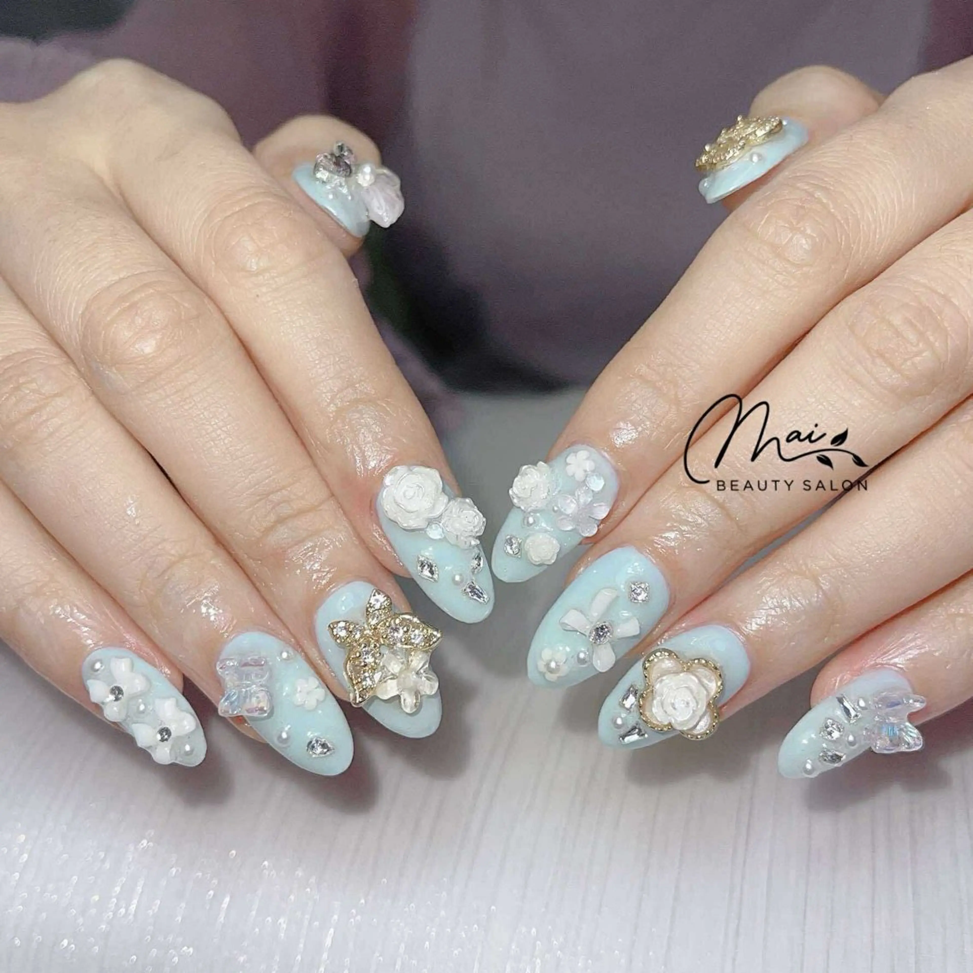 ネイル オーロラネイル 長さ出し フラッシュネイル フットネイル フレンチネイル ハンドネイル MaiBeauty HaNaのネイルデザイン