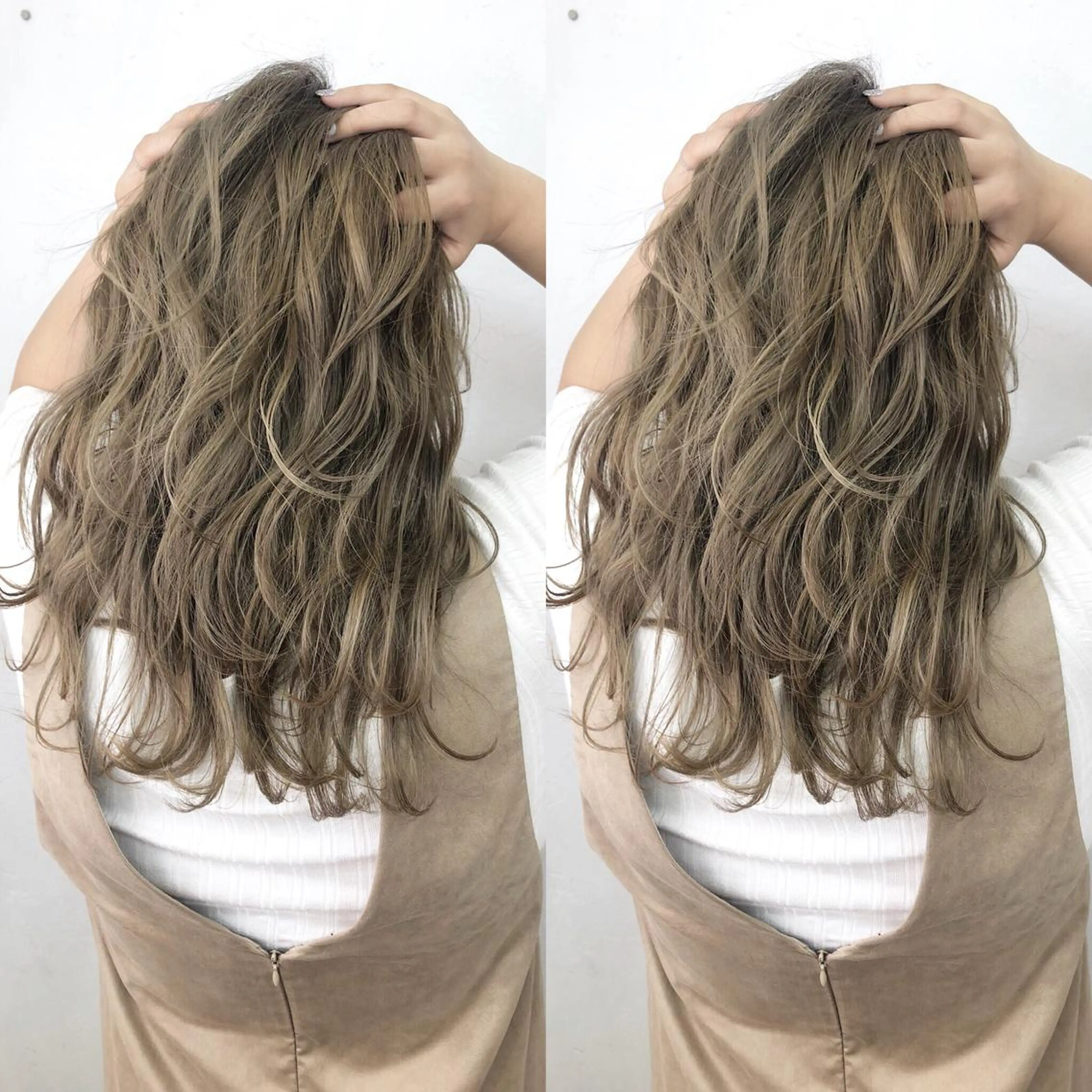 ロング カラー アッシュ ブリーチ シルバー シルバーアッシュ ヘアカラー トリートメント ブリーチカラーレイヤ ーカット🦋annaのヘアスタイル