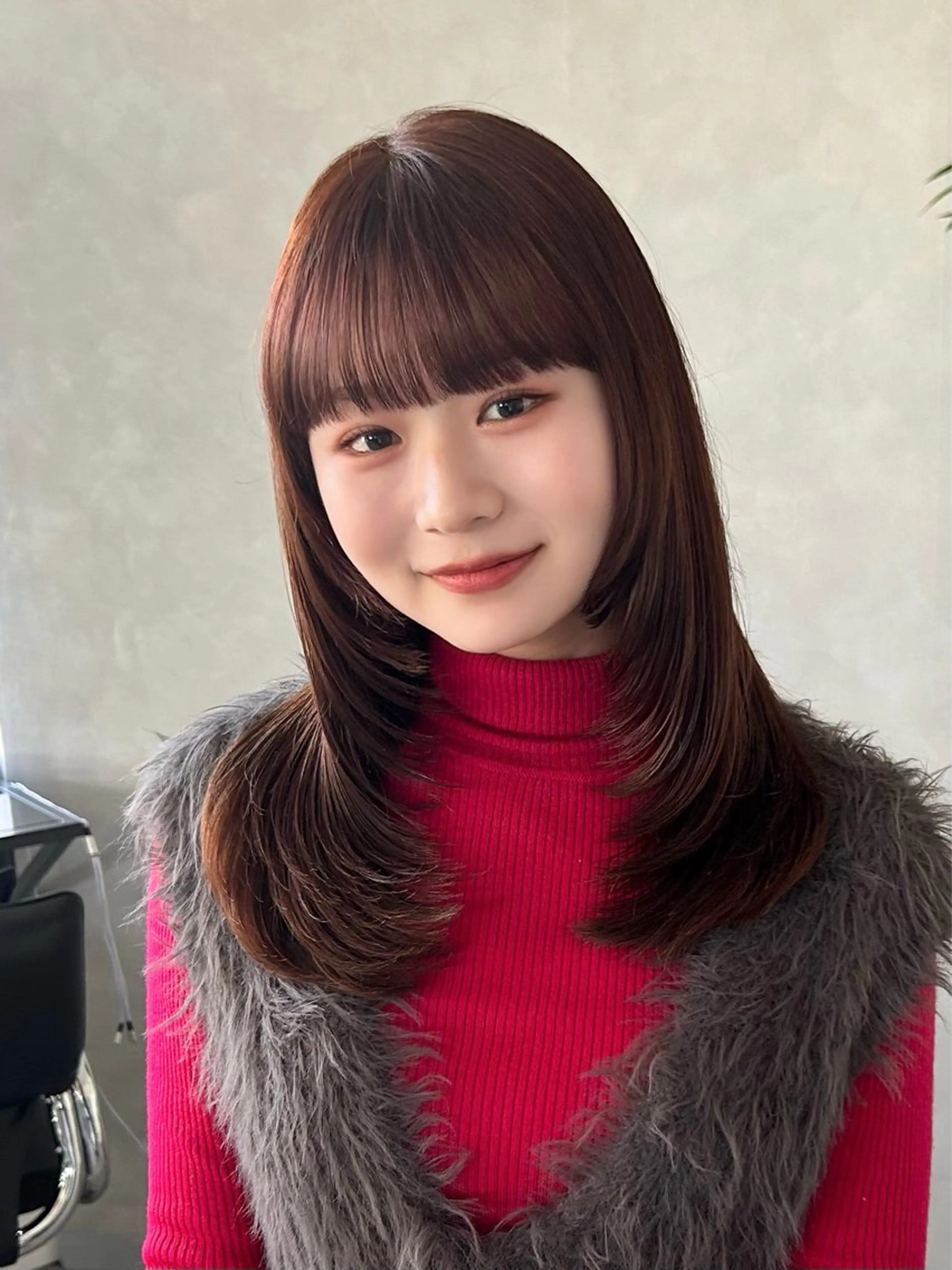 ミディアム カラー ブラウンカラー ピンクカラー ピンクブラウン レイヤーカット ❤️ショートカット ・顔周りカット❤️のヘアスタイル