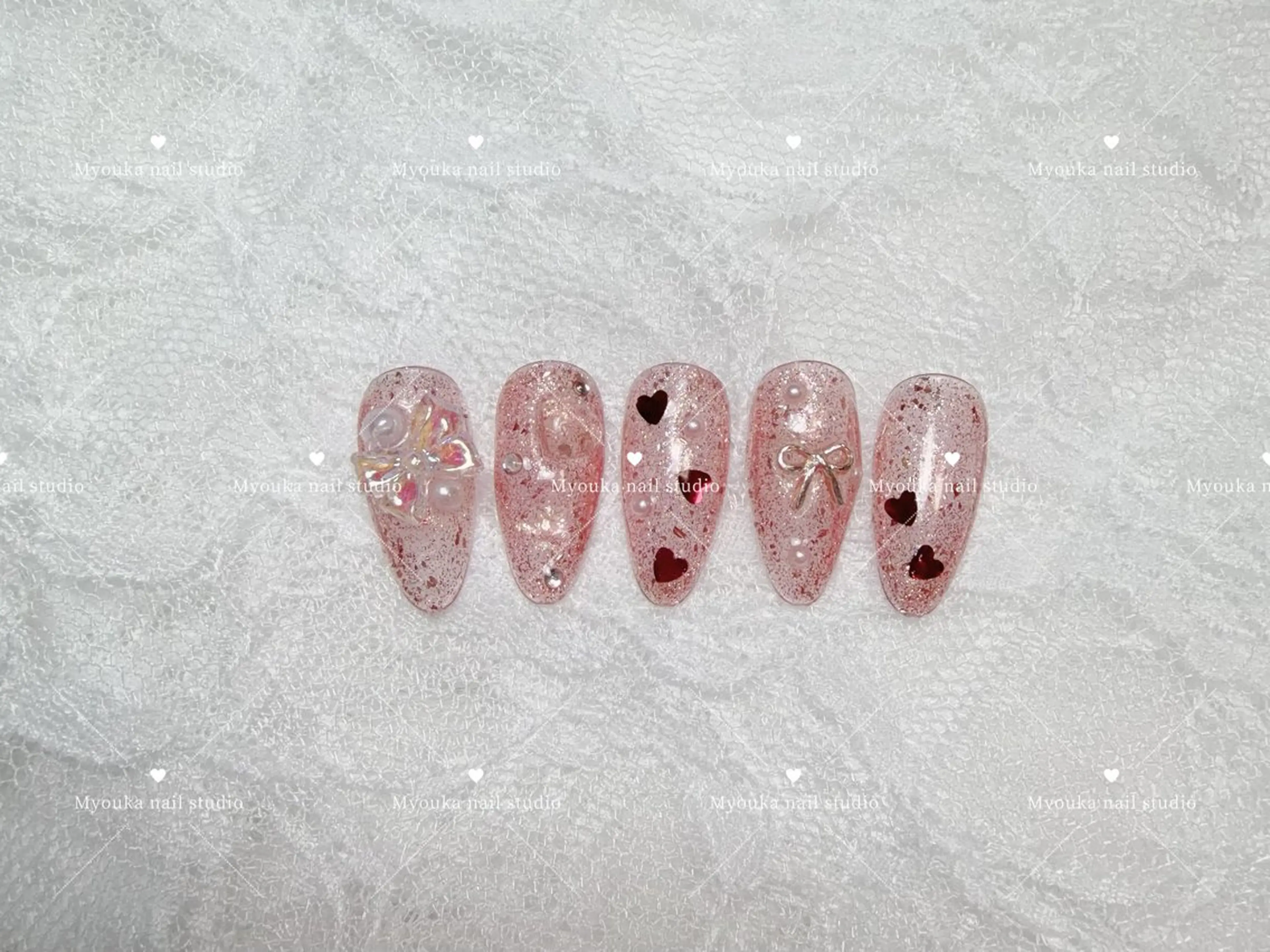 ネイル チークネイル 長さ出し フットネイル ジェルネイル グラデーション ハンドネイル Myouka 板橋区大山駅前店のネイルデザイン