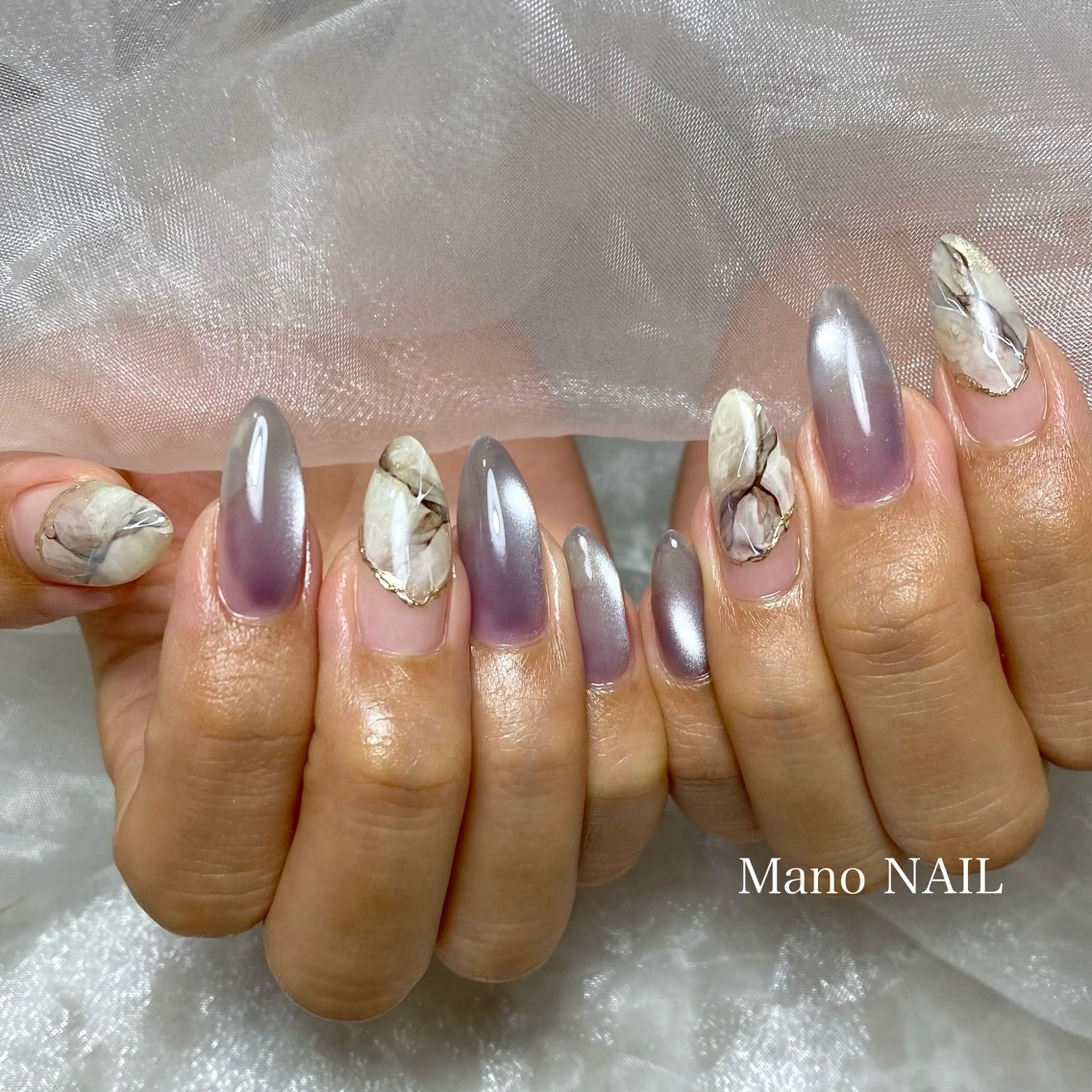 ネイル アートネイル 大理石ネイル(マーブル) ハンドネイル Mano NAILのネイルデザイン
