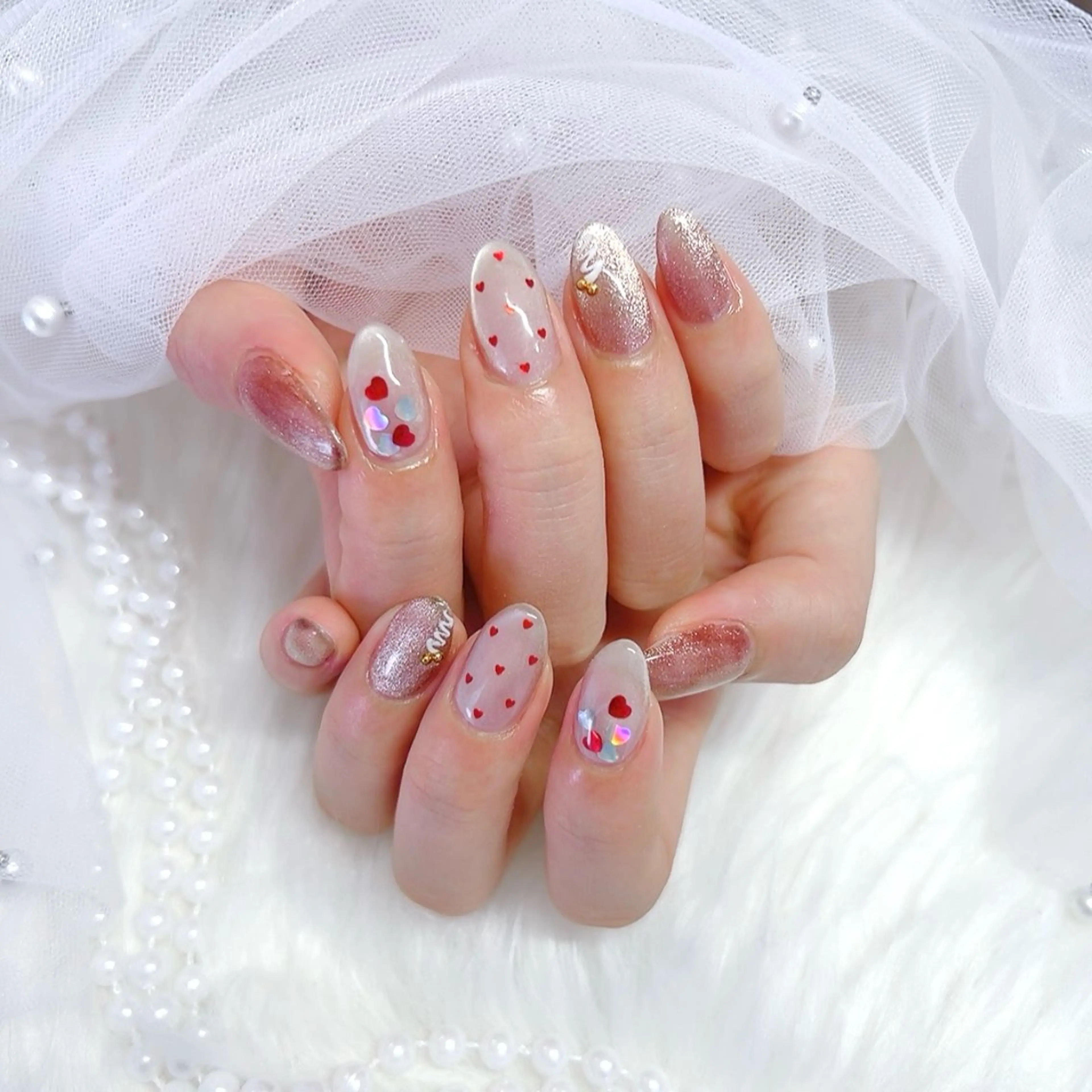 ネイル バレンタイン ハンドネイル Charlie所属・Charlie 🖤のネイルデザイン