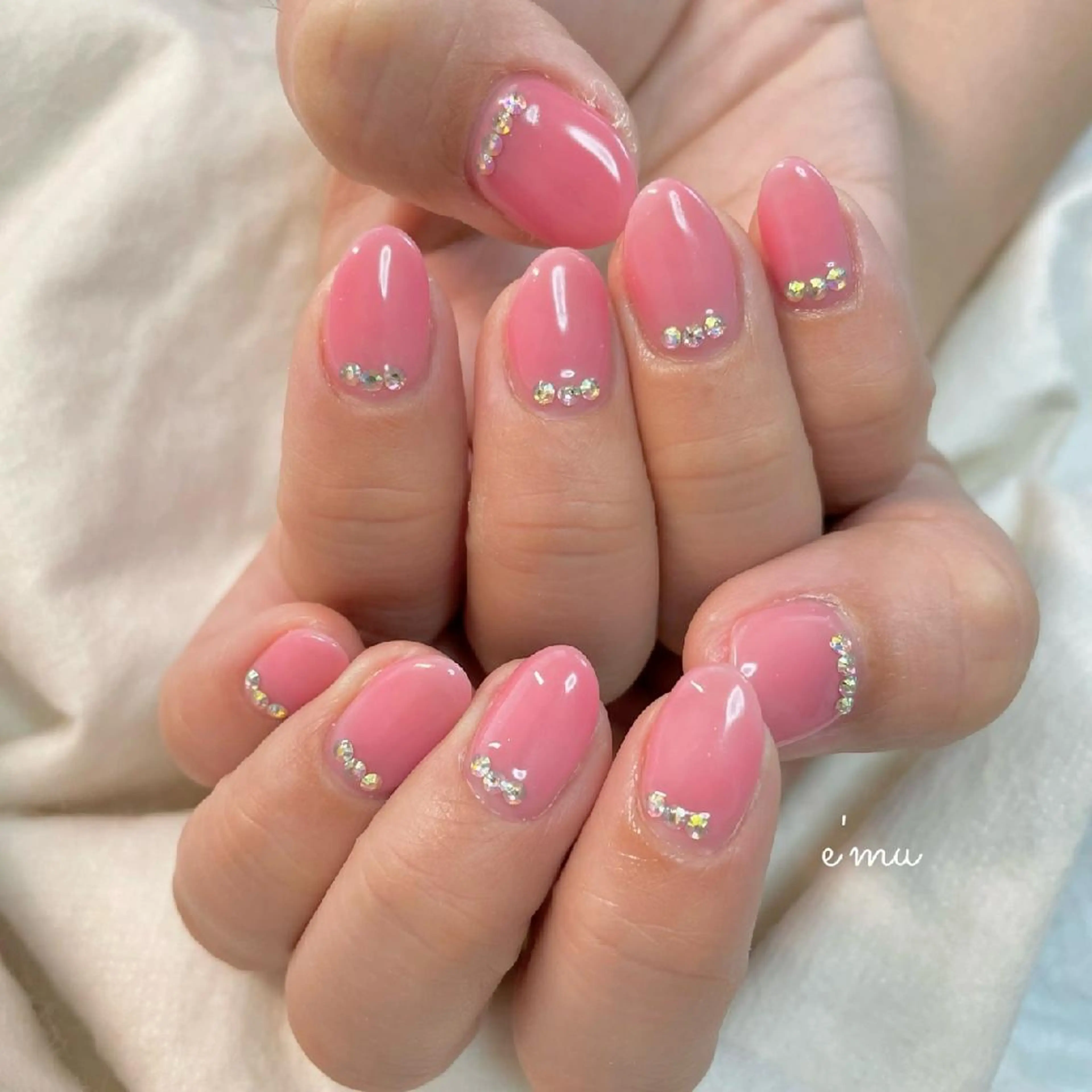 ネイル ワンカラーネイル ピンク 春ネイル ハンドネイル nail salon e'mu💐のネイルデザイン