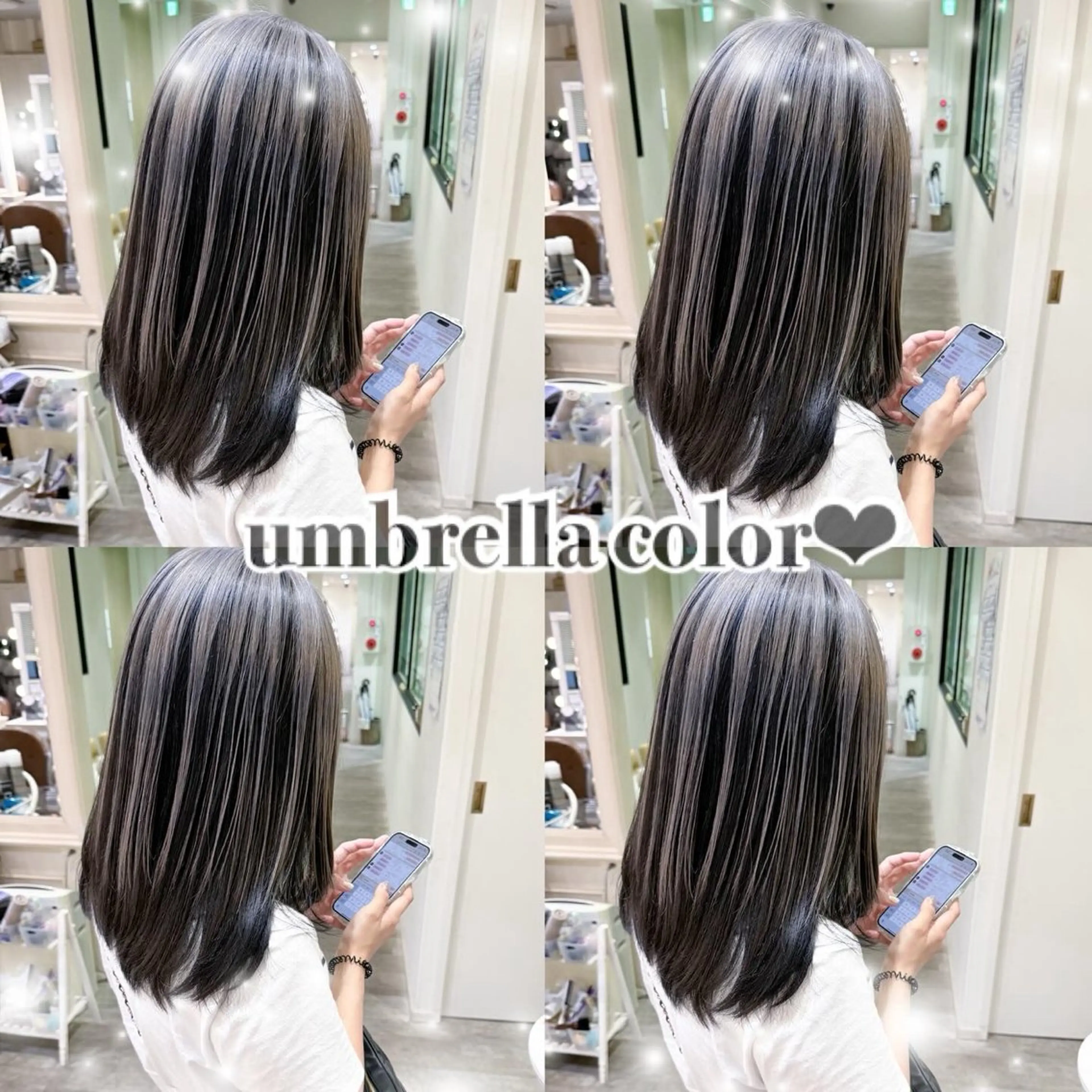 ミディアム ヘアカラー トリートメント 横浜🍒ルーツカラー エクステ／RIEのヘアスタイル