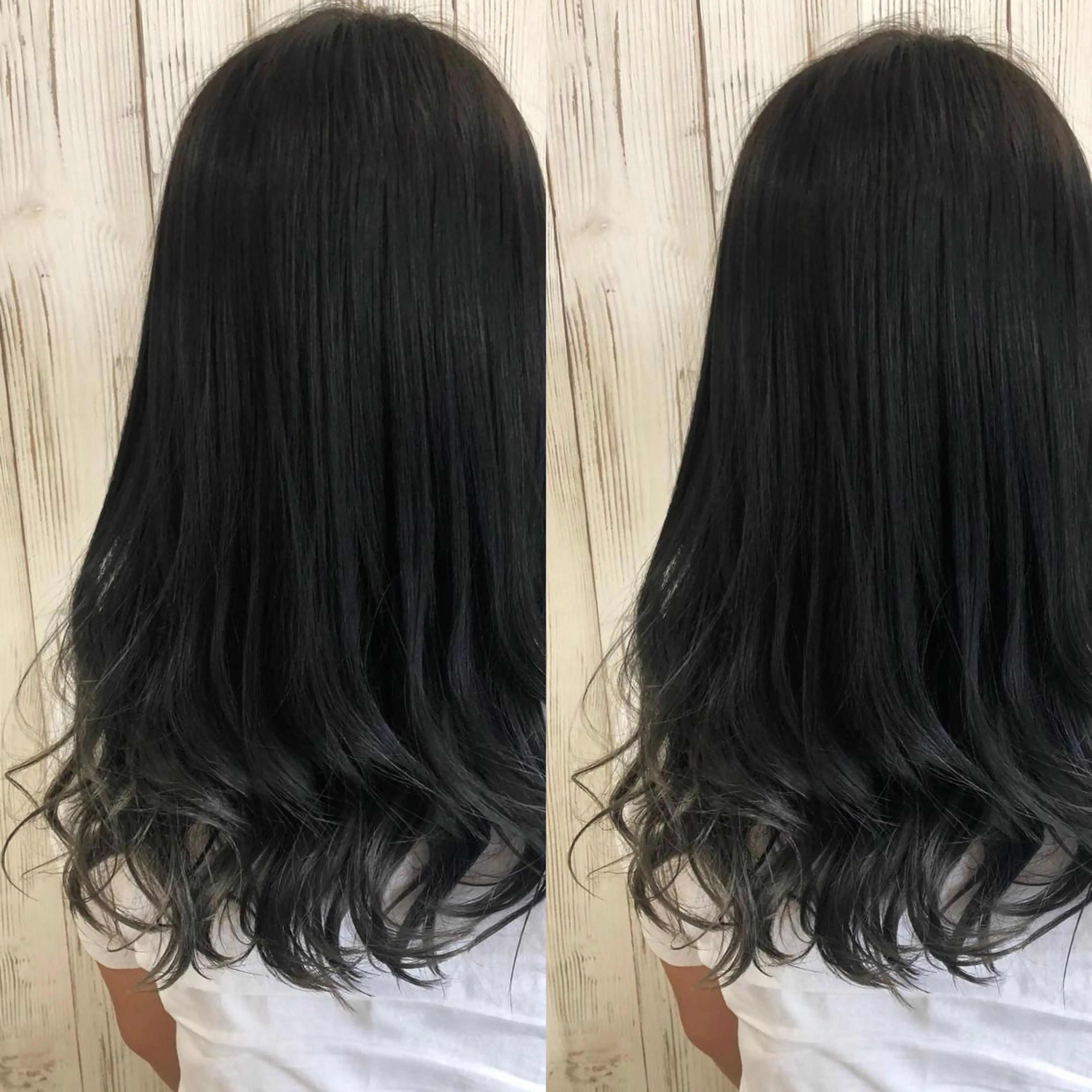 ロング カラー 黒髪 ブルーカラー ブルーブラック グラデーションカラー カット ヘアカラー ヘアサロンオスカー 岸和田蛸地蔵店のヘアスタイル