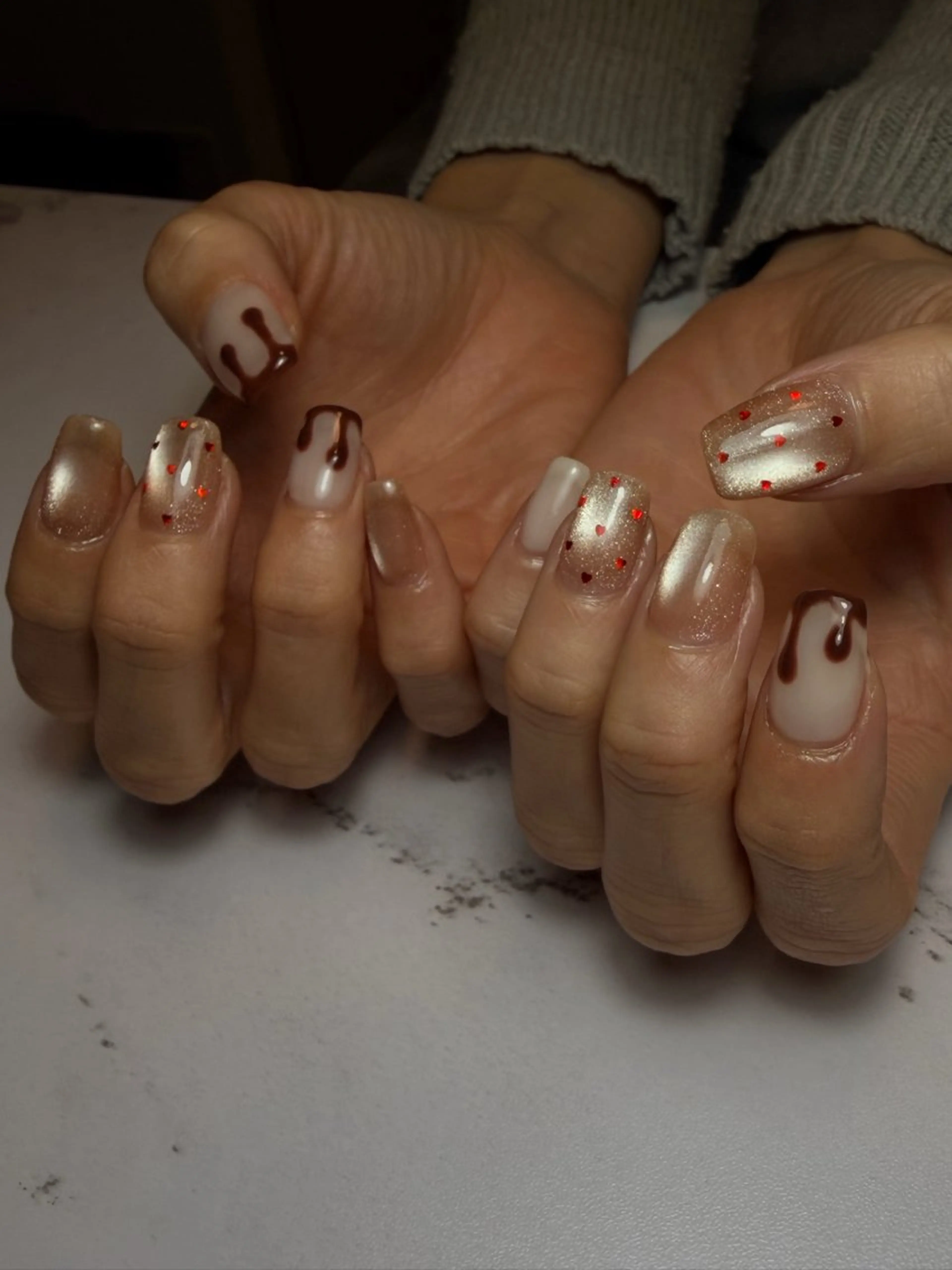 ネイル 持ち込み シンプルネイル バレンタイン Mano Nailのネイルデザイン