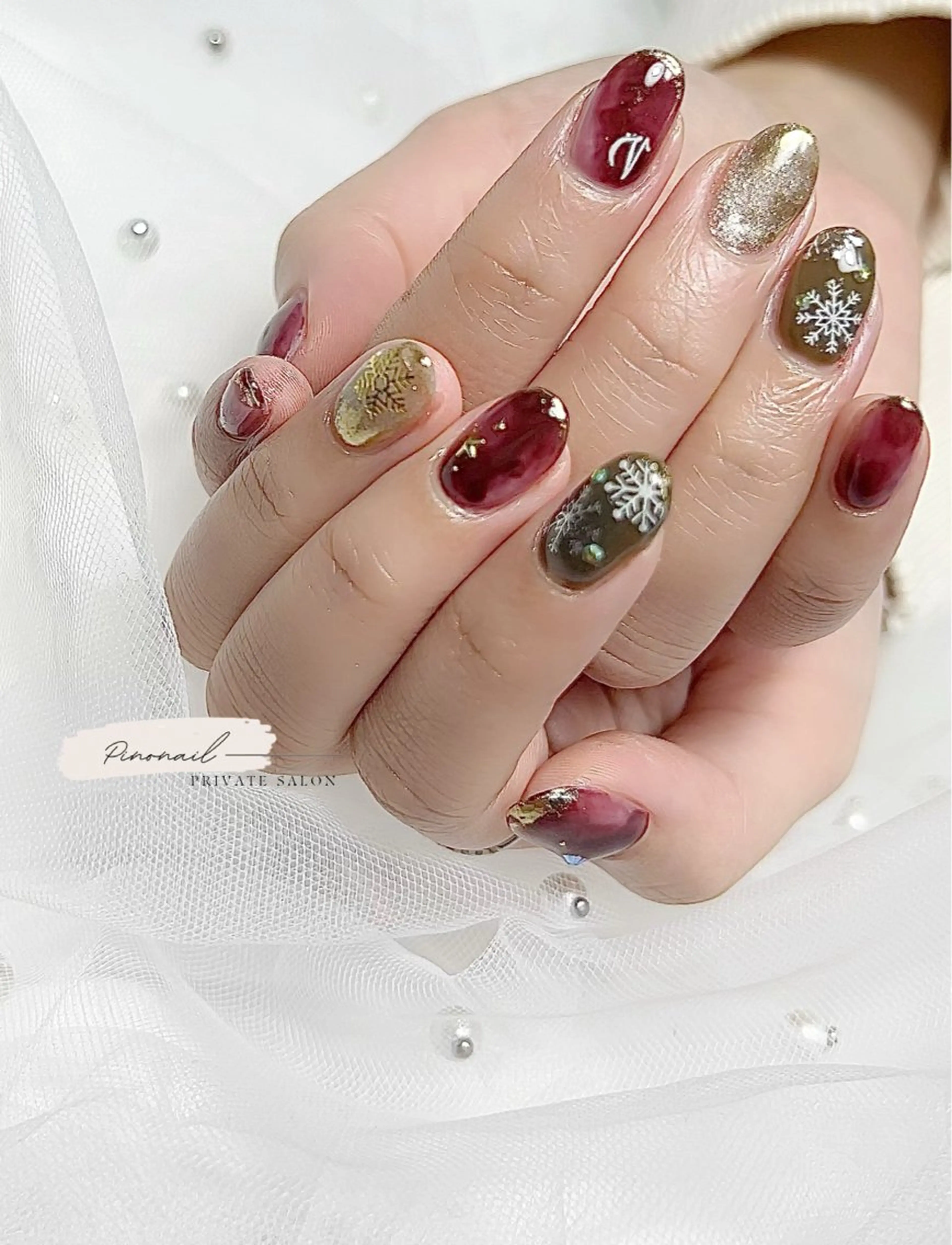 ネイル 冬ネイル クリスマス ハンドネイル Pino Nailのネイルデザイン