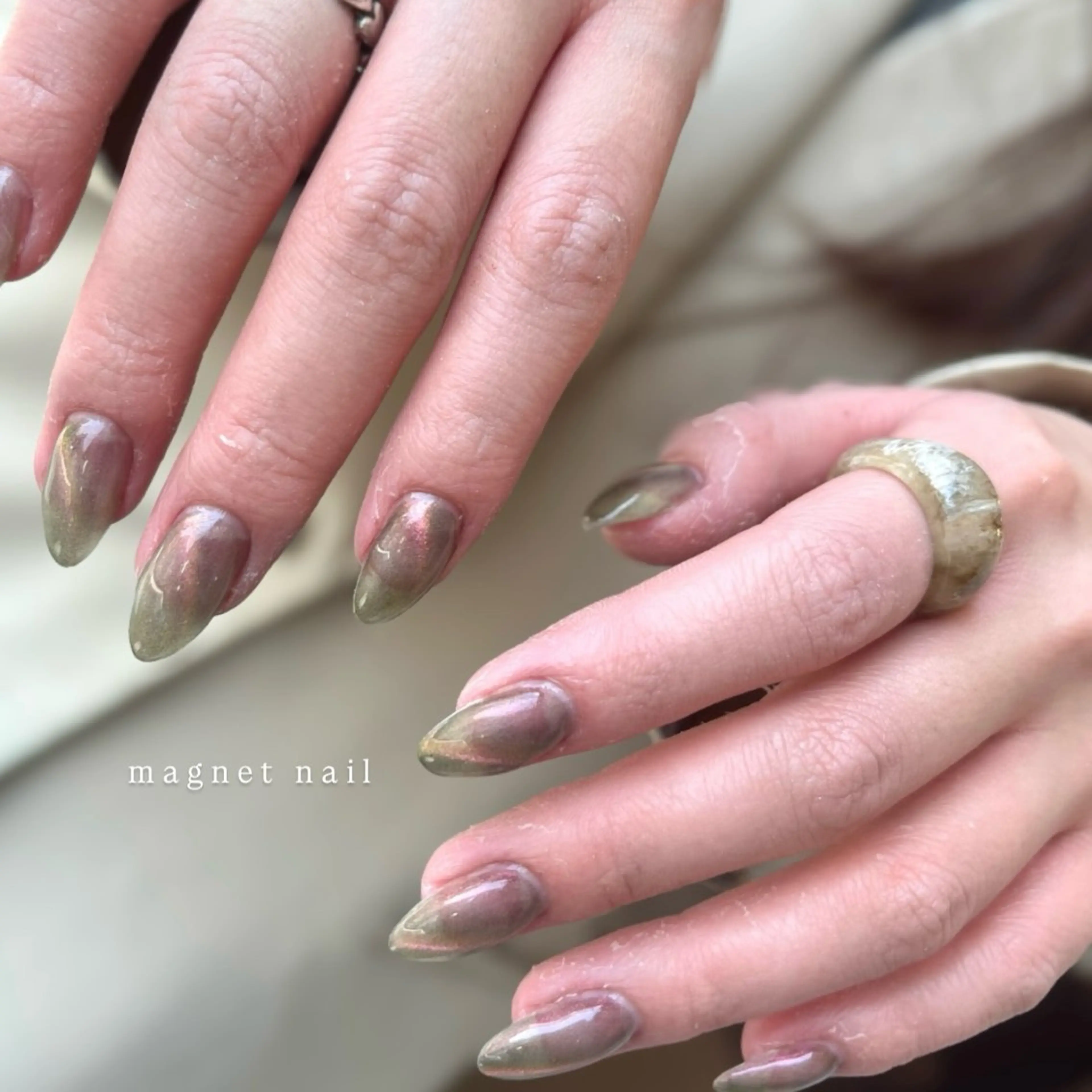 ネイル マグネットネイル ピンク シルバー mieux MAOのネイルデザイン