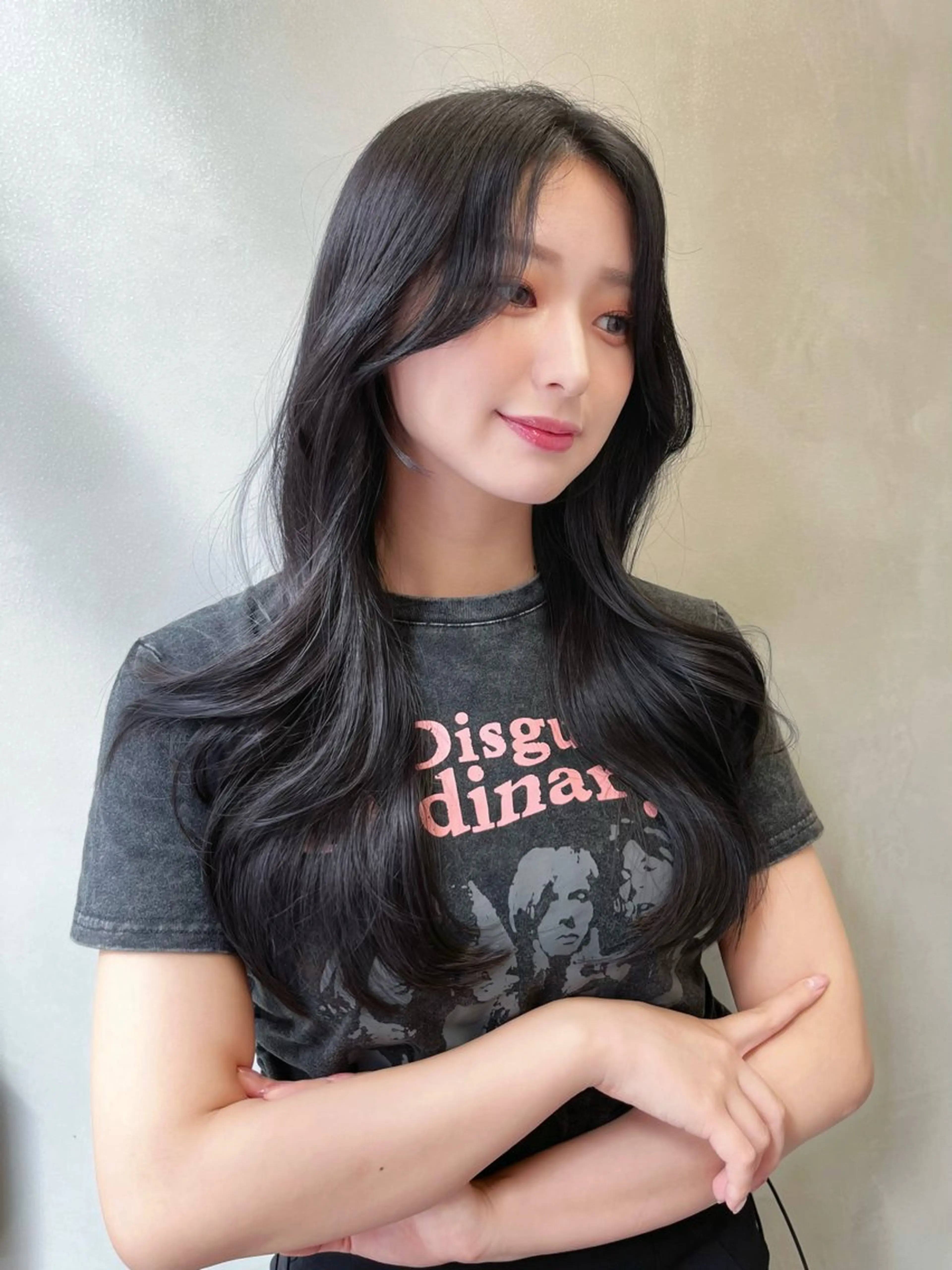 ロング カラー グレージュ くびれヘア 韓国風ヘア レイヤーカット レイヤーカット、ボブ GLROWのヘアスタイル
