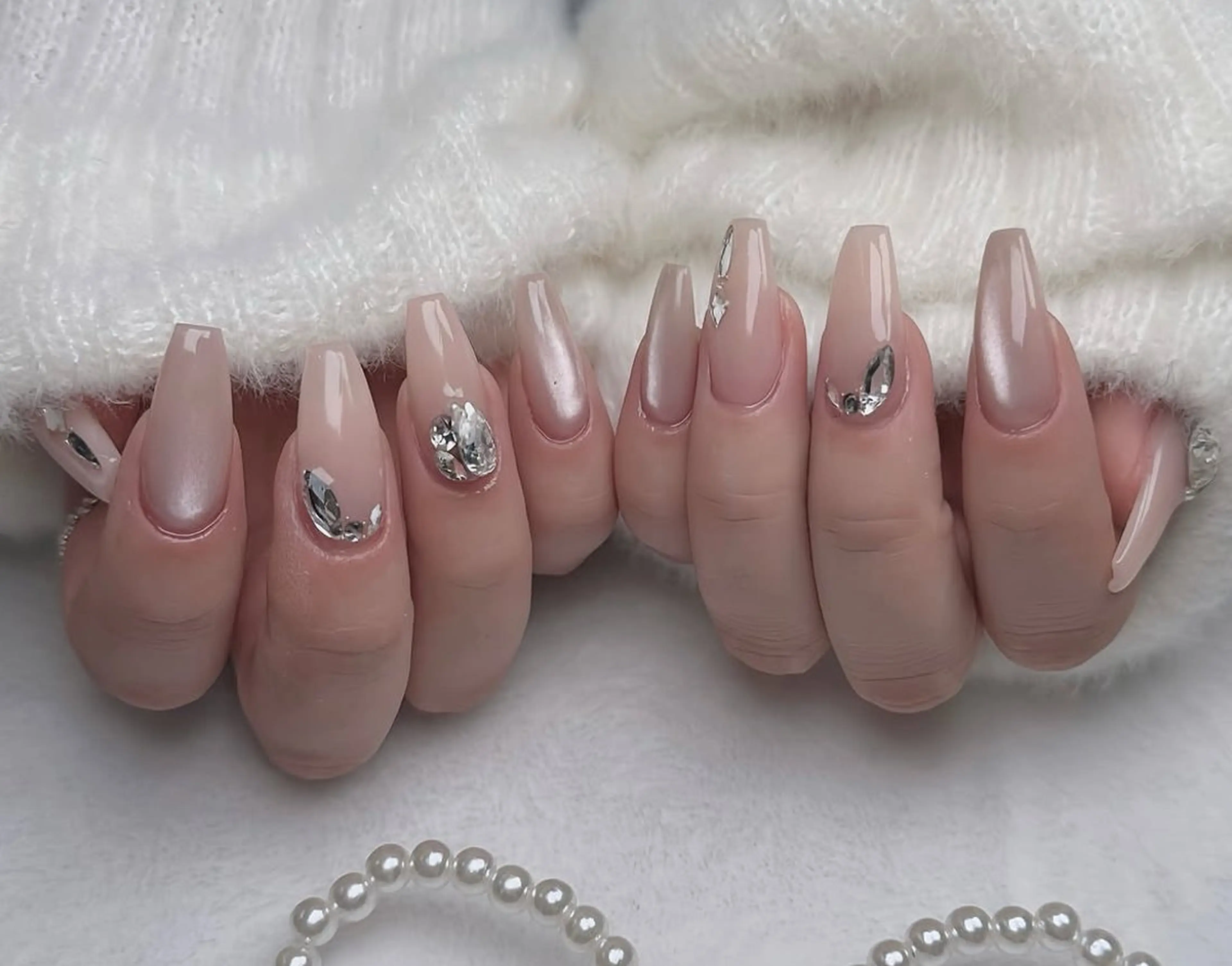 ネイル ハンドネイル 🎀PG🩵 ネイルサロンのネイルデザイン