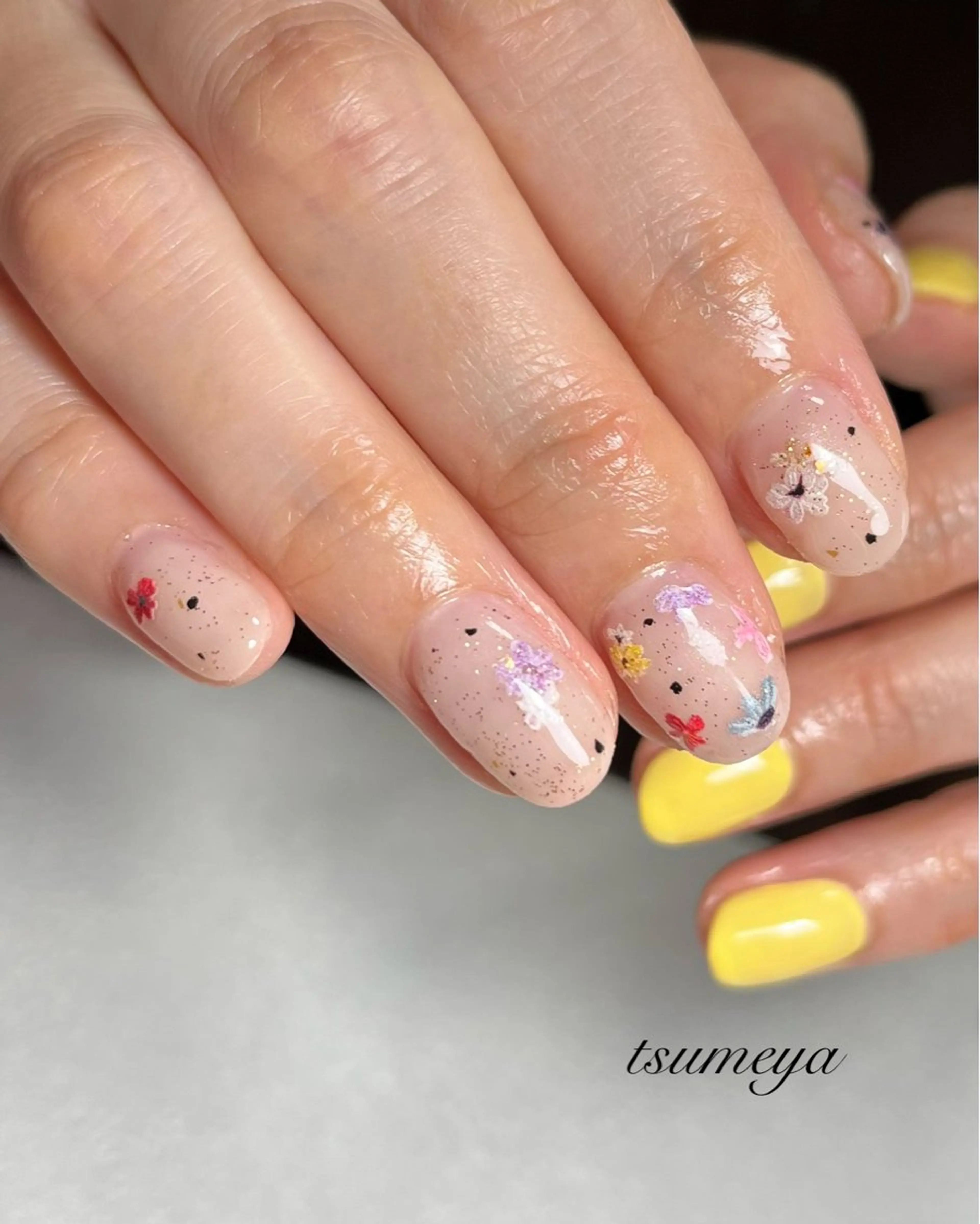 ネイル ハンドネイル tsumeya ゆるかわ手描きネイルのネイルデザイン