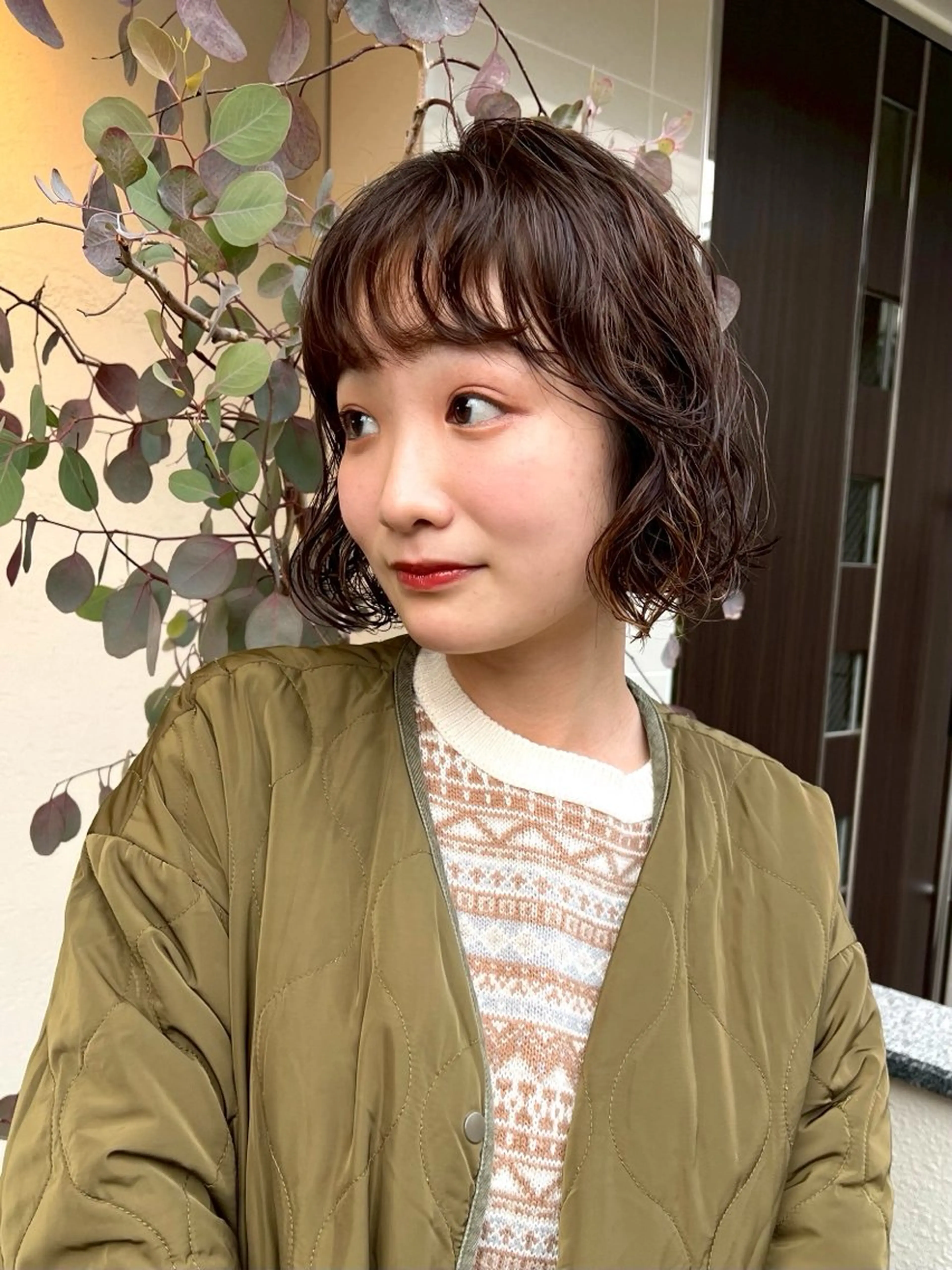 ミディアム パーマ 瑠己杏(るきあ) : ボブ/メイドカラーのヘアスタイル