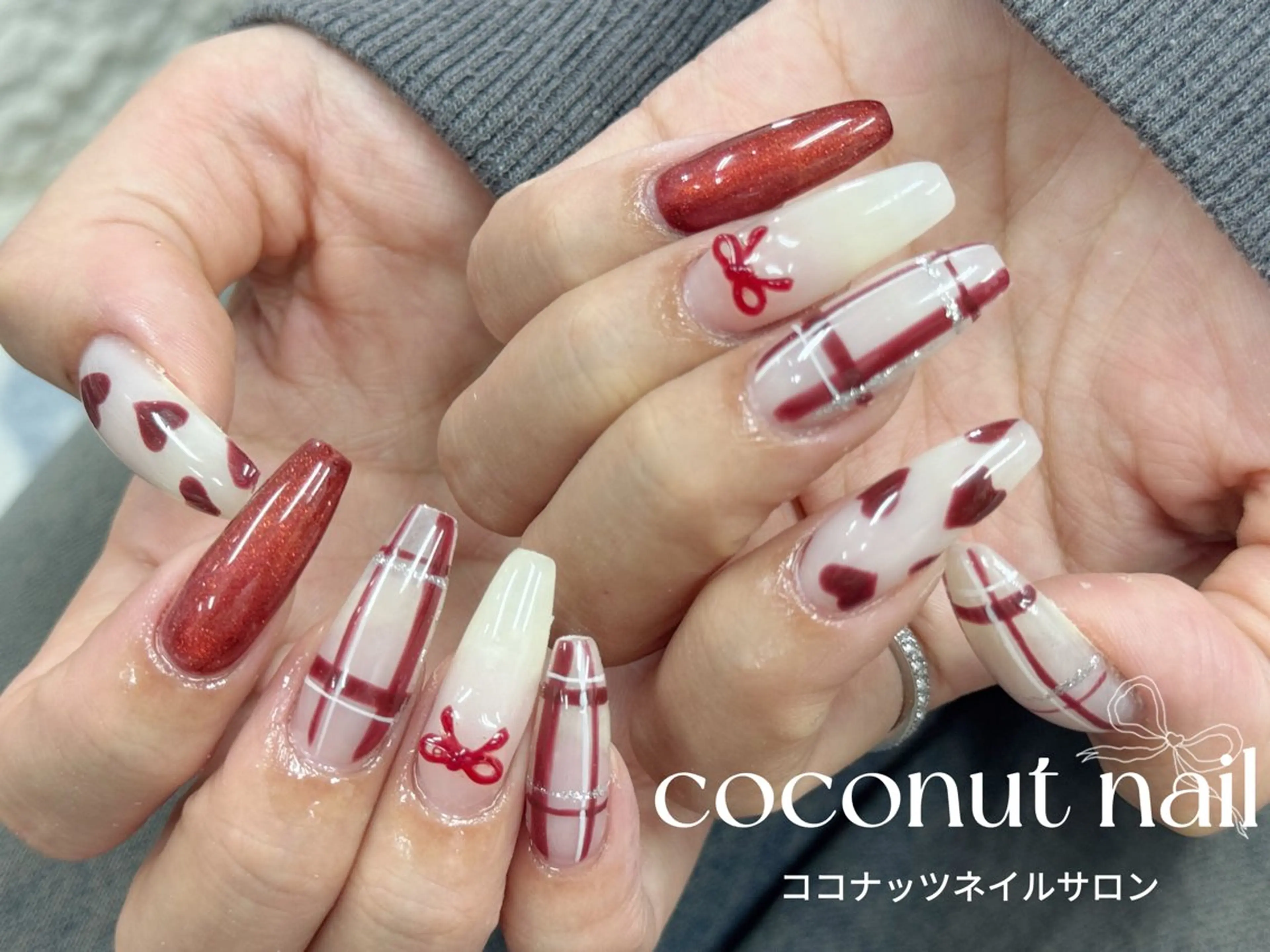 ネイル べっ甲ネイル フレンチネイル キラキラネイル マグネットネイル 大理石ネイル(マーブル) ハンドネイル 神田 ココナッツのネイルデザイン