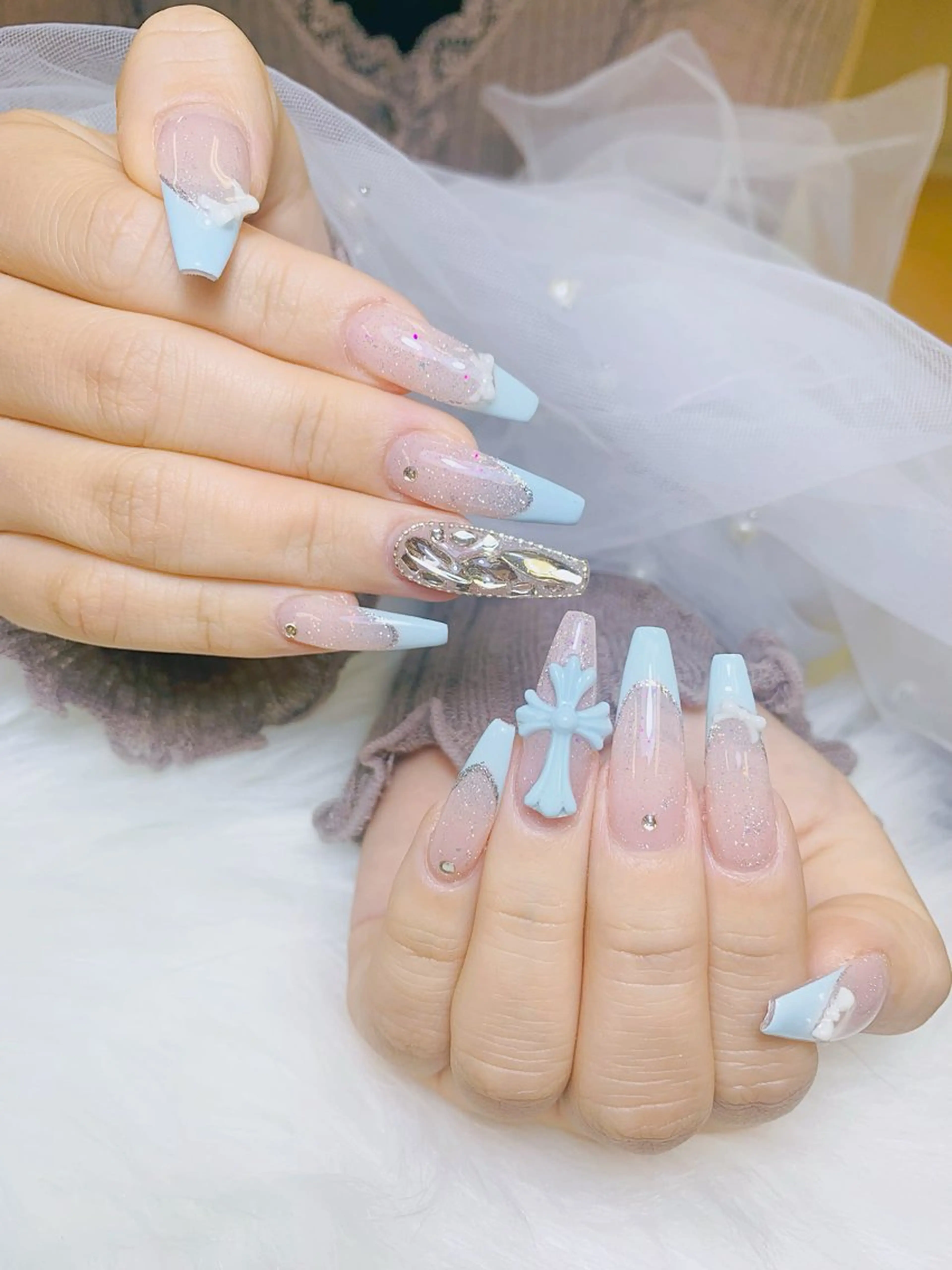 ネイル チークネイル 長さ出し フラッシュネイル フレンチネイル グラデーション ハンドネイル AN NAIL SALONのネイルデザイン