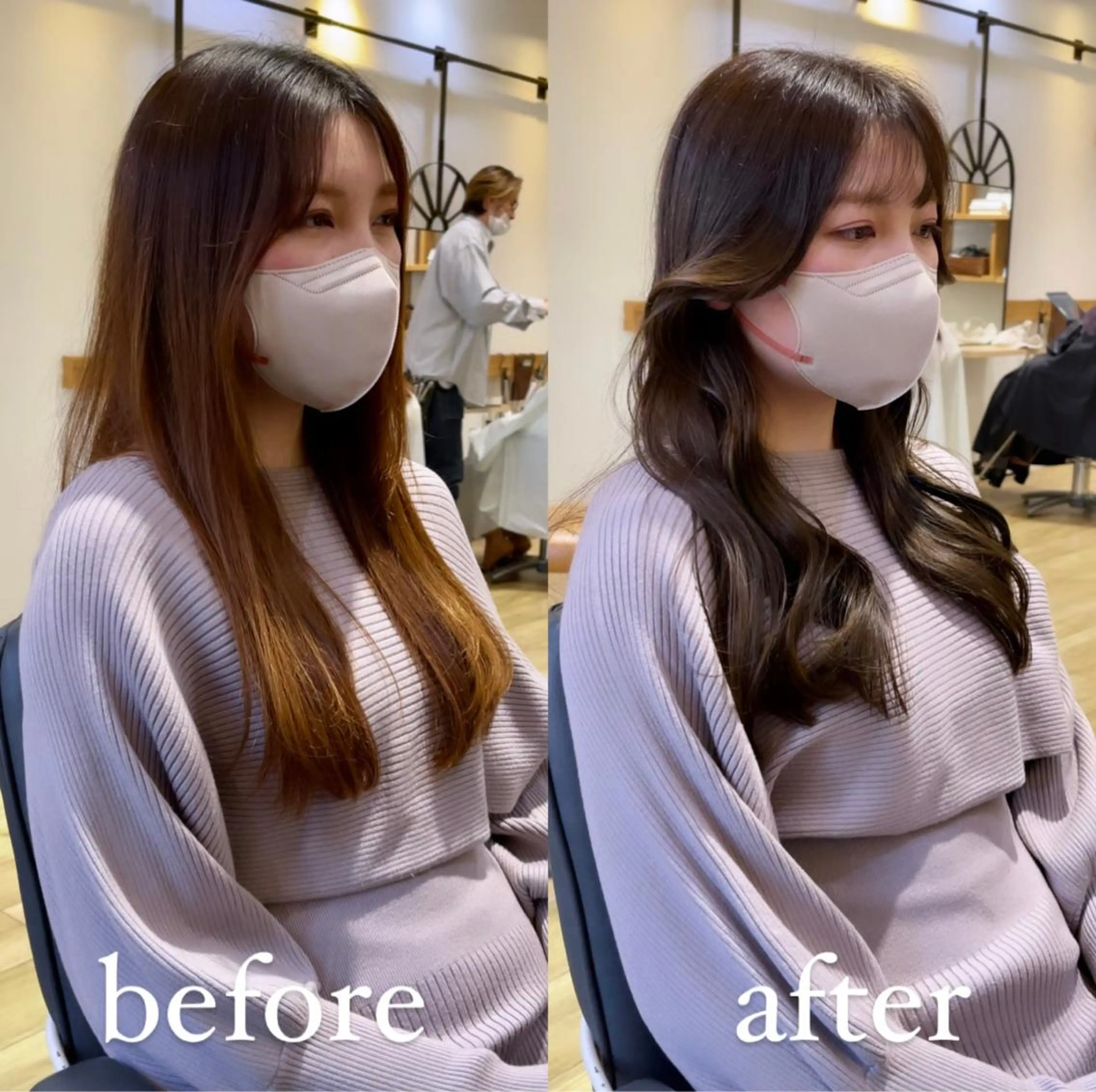 ロング カラー ベージュカラー ブリーチ ケアブリーチ 透明感カラー イヤリングカラー カット ヘアカラー トリートメント ヘッドスパ 大人可愛い透明感🌟 小顔・韓国髪🌟野中のヘアスタイル