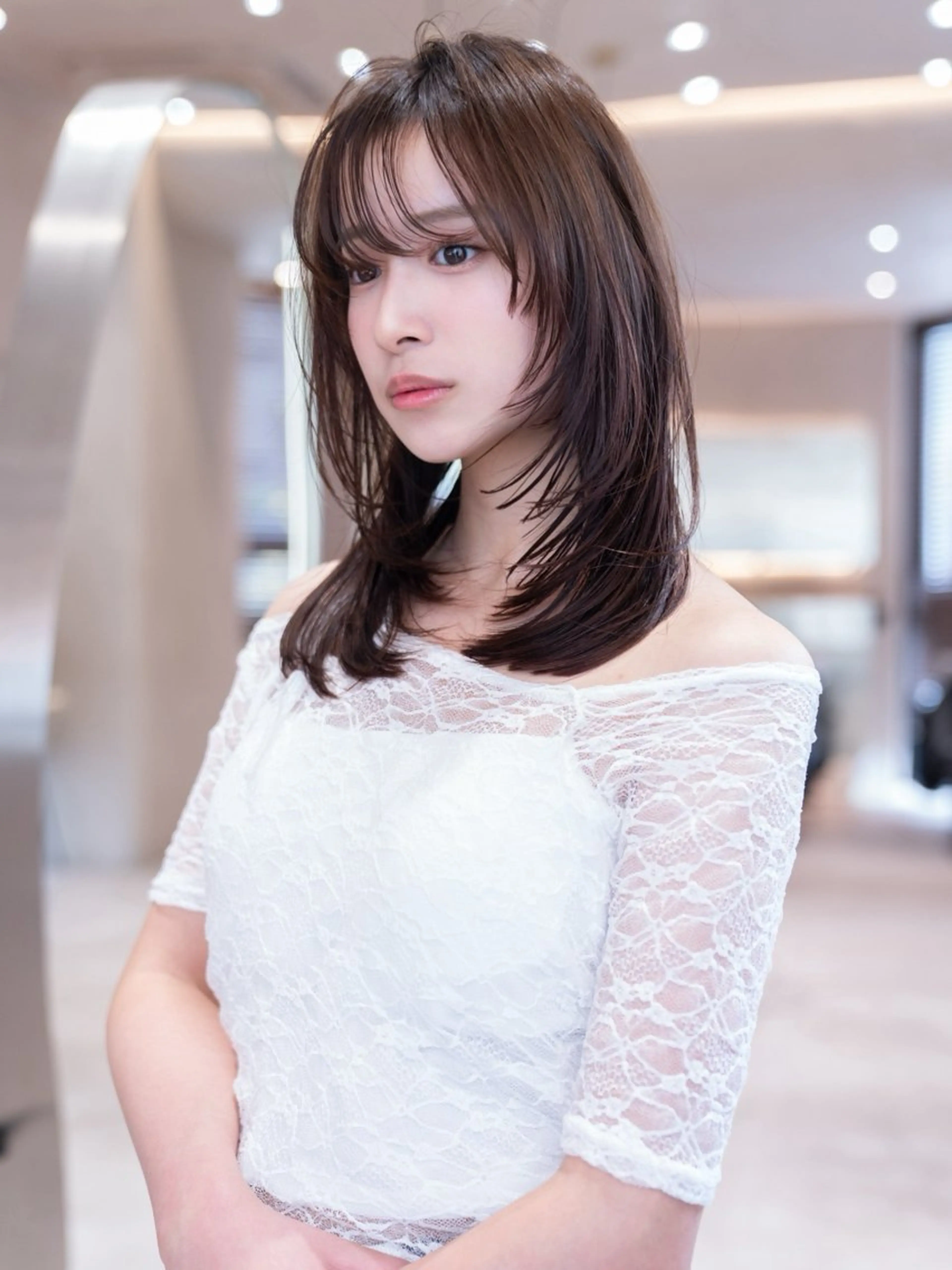 セミロング レイヤーカット 小顔カット トリートメント カット 韓国ヘア/レイヤー そーた/渋谷駅のヘアスタイル