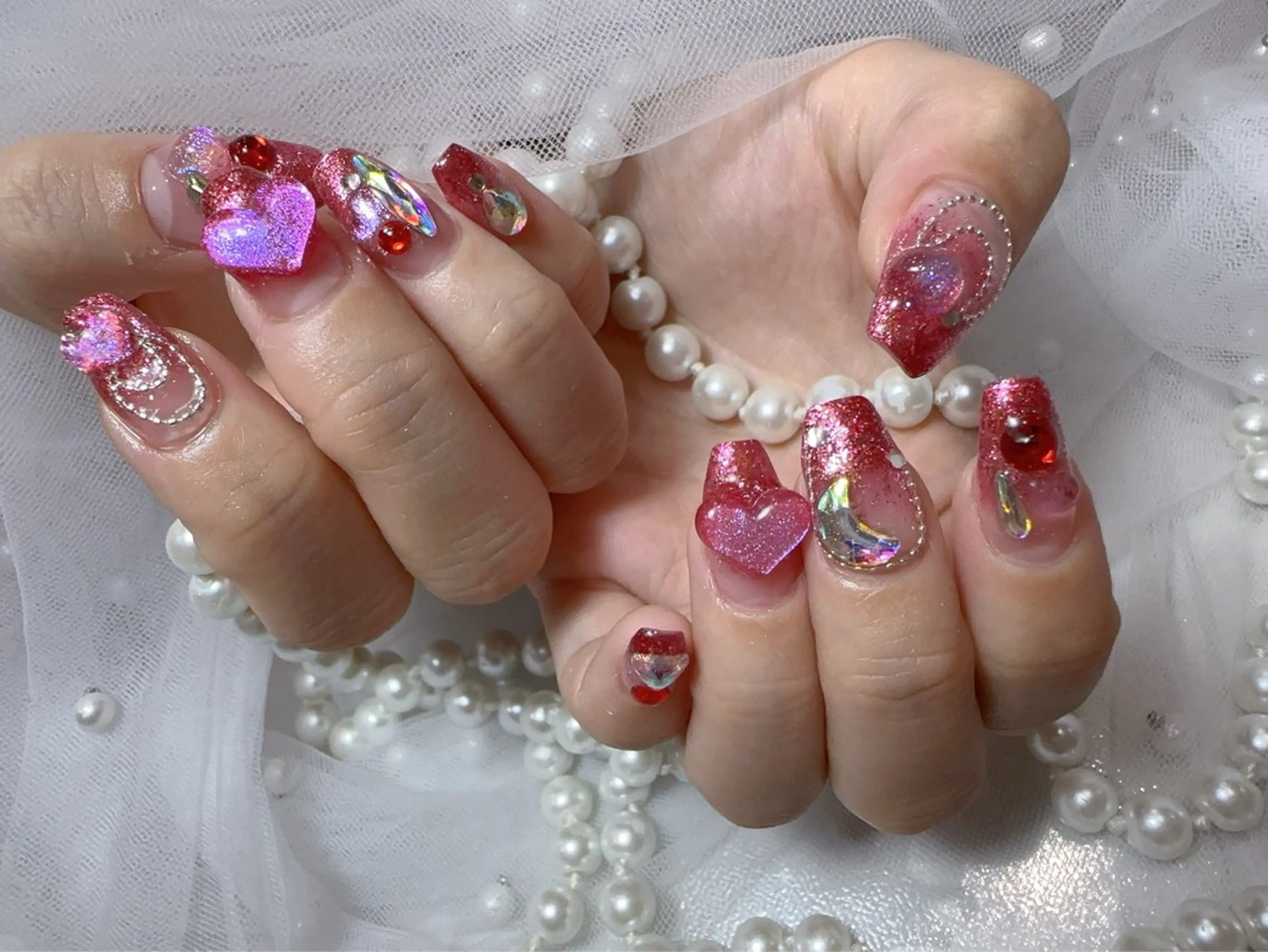 ネイル アートネイル フラッシュネイル フレンチネイル ジェルネイル ガラスフレンチ ハンドネイル You&Me Miyuのネイルデザイン