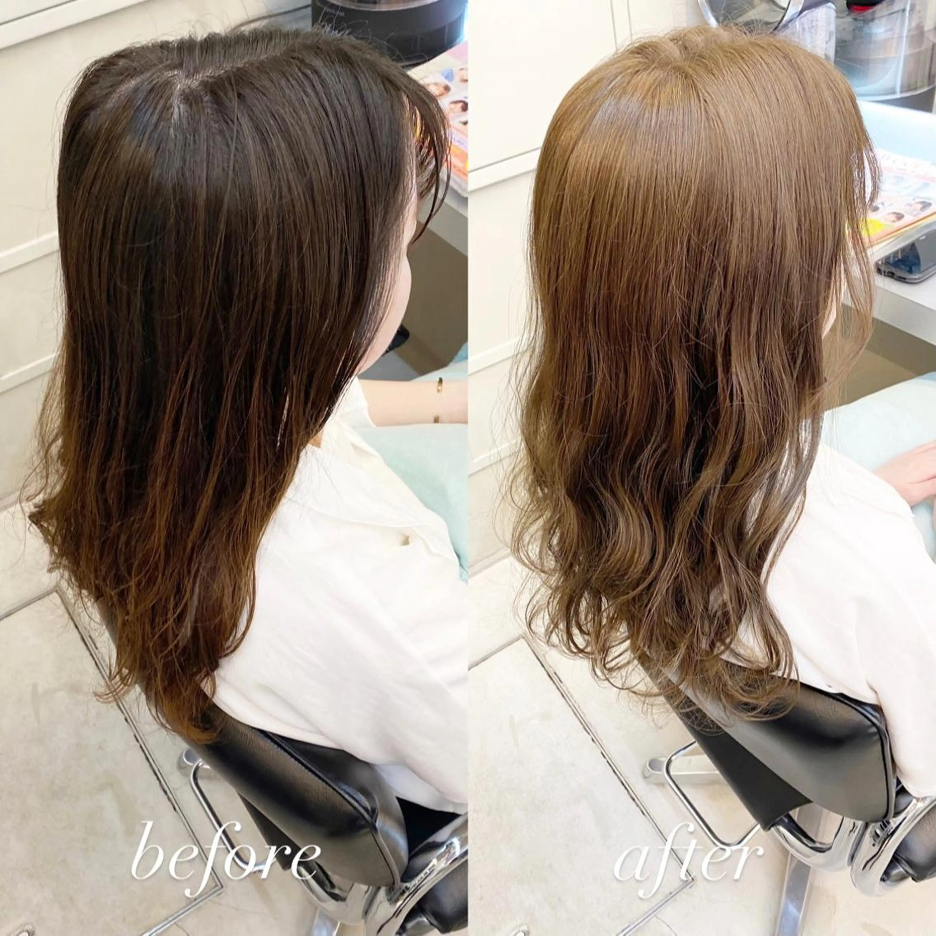 セミロング カラー ベージュカラー 透明感カラー ミルクティーベージュ カット ヘアカラー トリートメント 艶髪と透明感を ‼️/若林のヘアスタイル