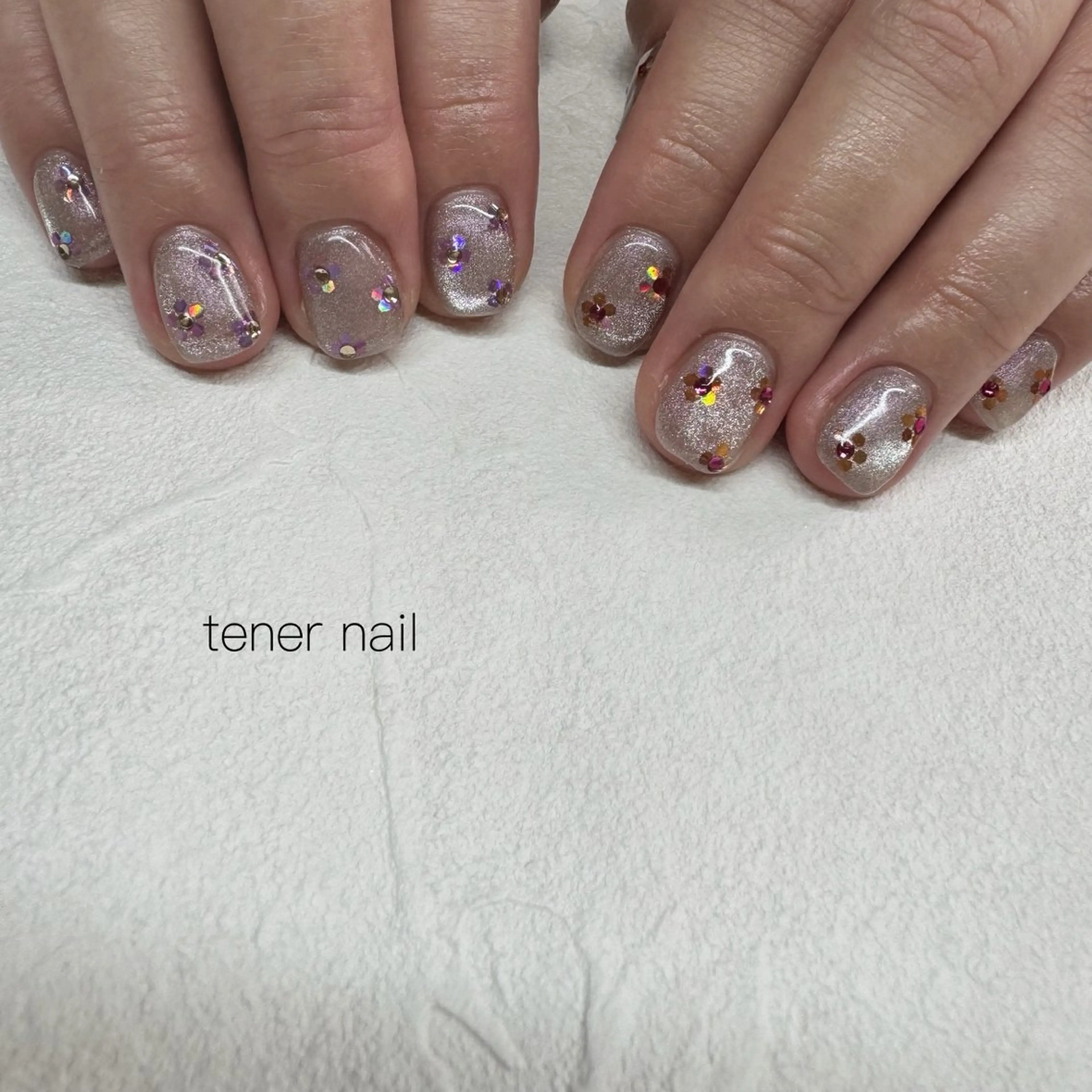 ネイル フラワーネイル ラメ(グリッター) ハンドネイル テネルネイル tener nailのネイルデザイン