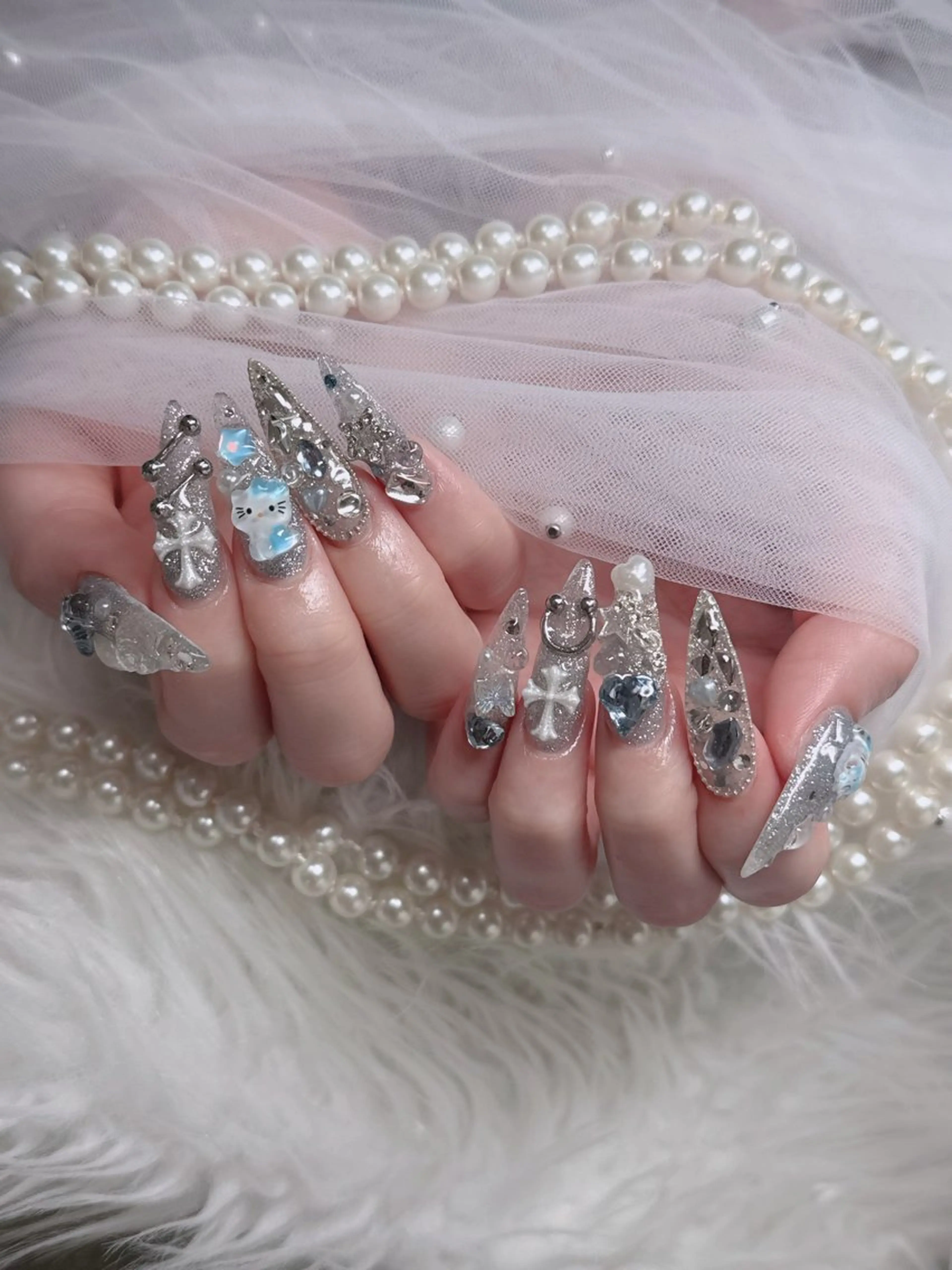 ネイル アートネイル ボルドー フレンチネイル ジェルネイル 氷ネイル・うるうるネイル ハンドネイル H.baby Nail Salonのネイルデザイン