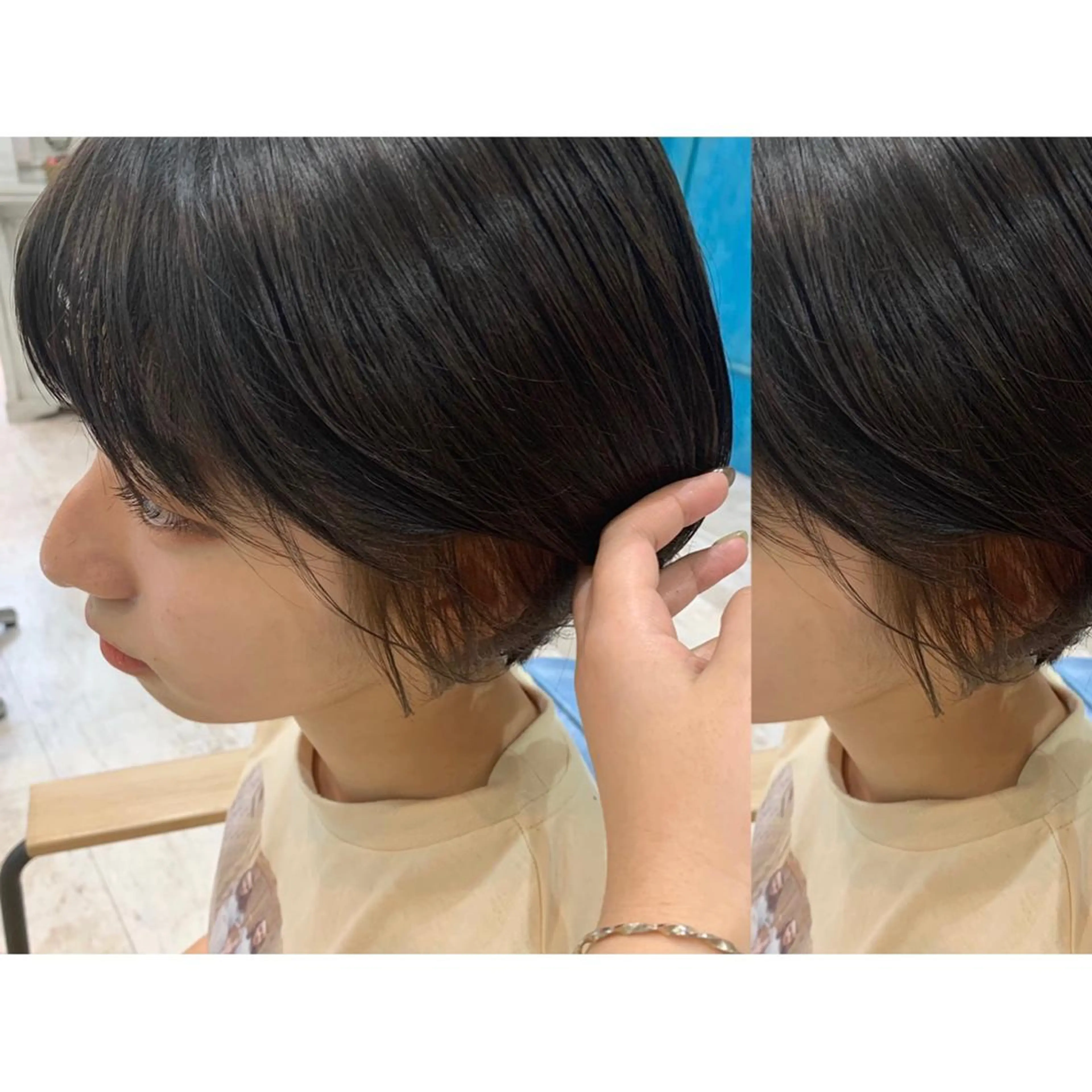 ショート カラー カット ヘアカラー トリートメント 🫧透け感⋆艶髪💎 山口アヤカのヘアスタイル