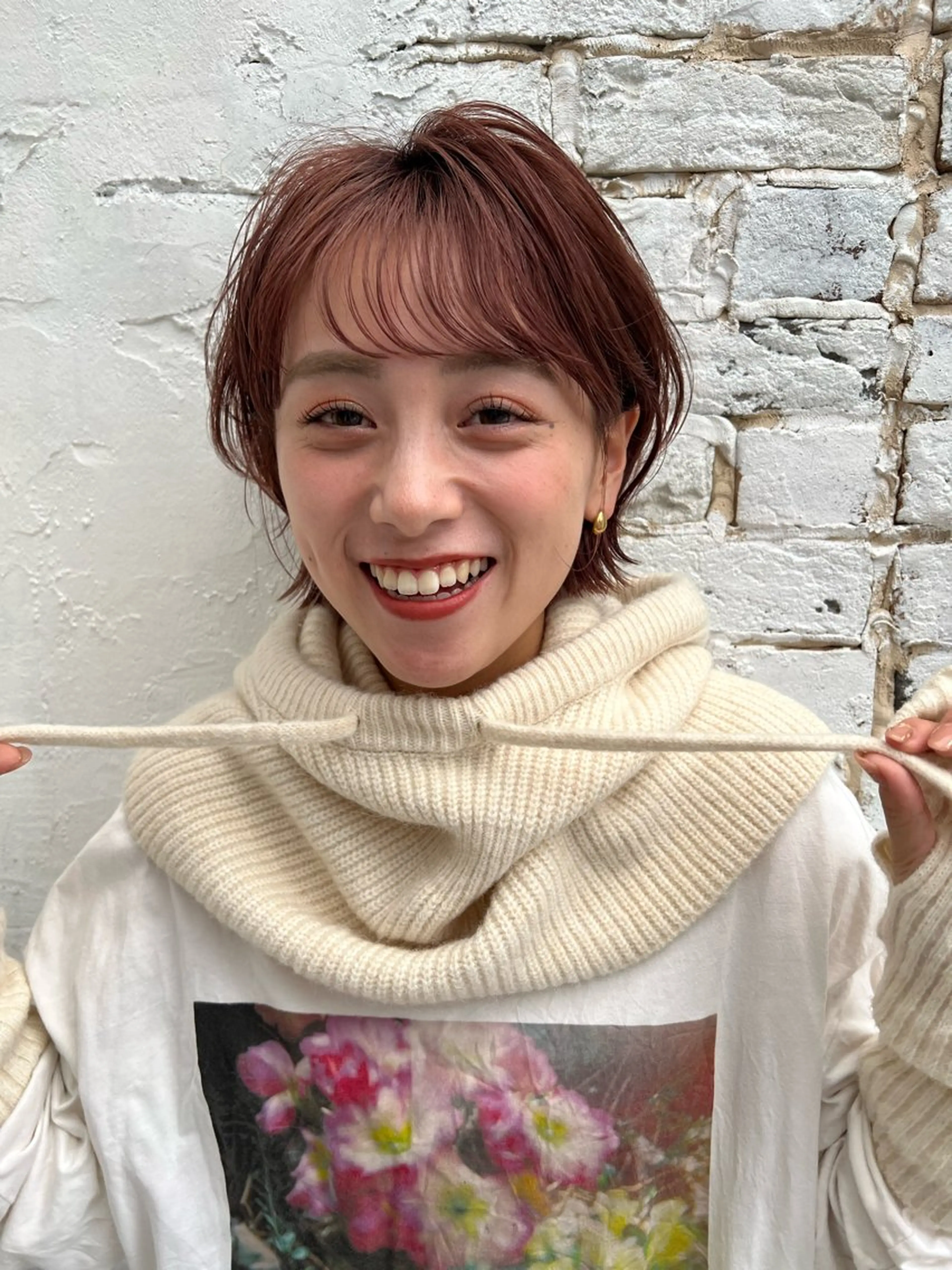 ショート カラー ボブ/巻ける縮毛矯正 /韓国レイヤーはなのヘアスタイル