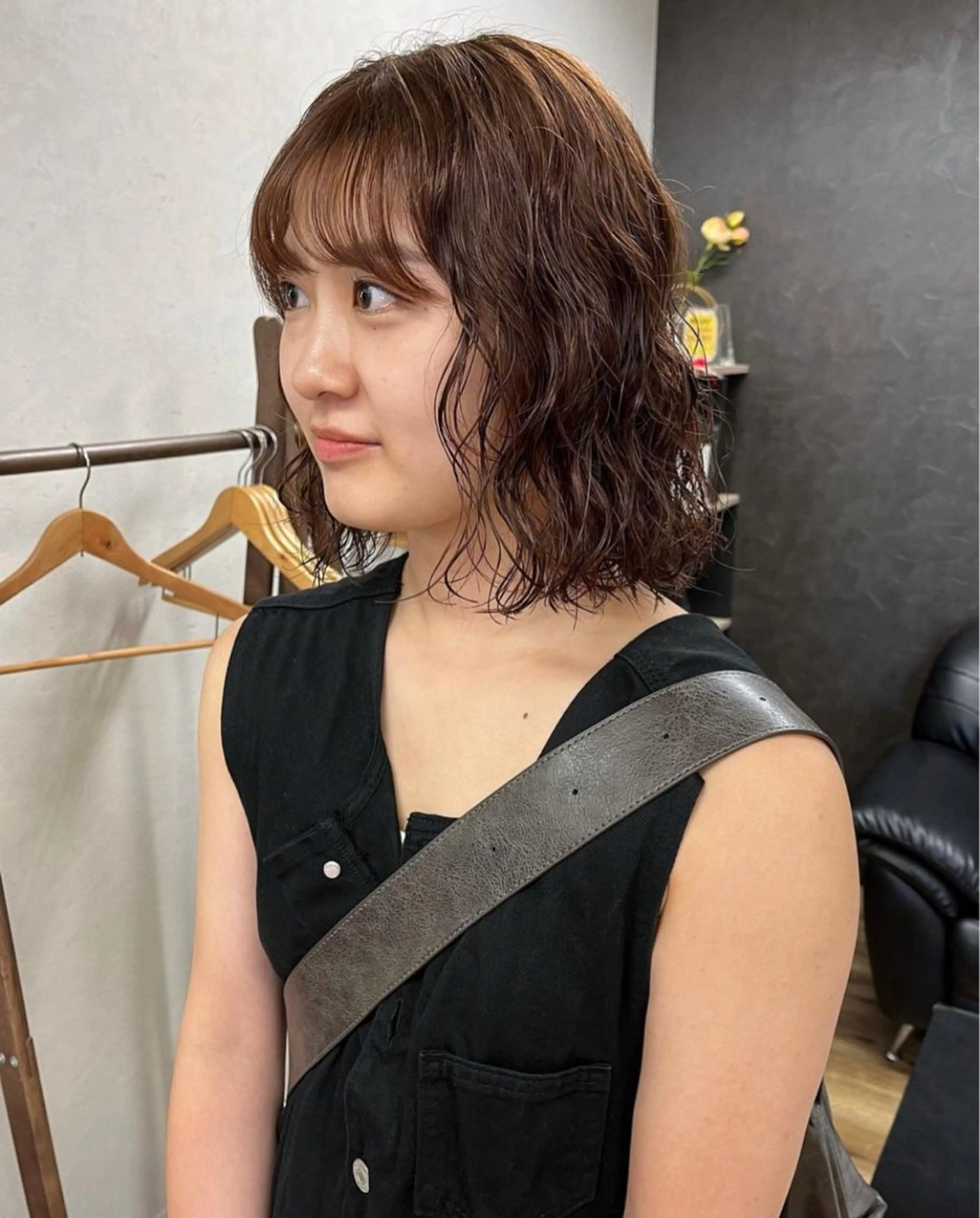 ミディアム カラー nono/パーマ /顔まわりカット🐈のヘアスタイル