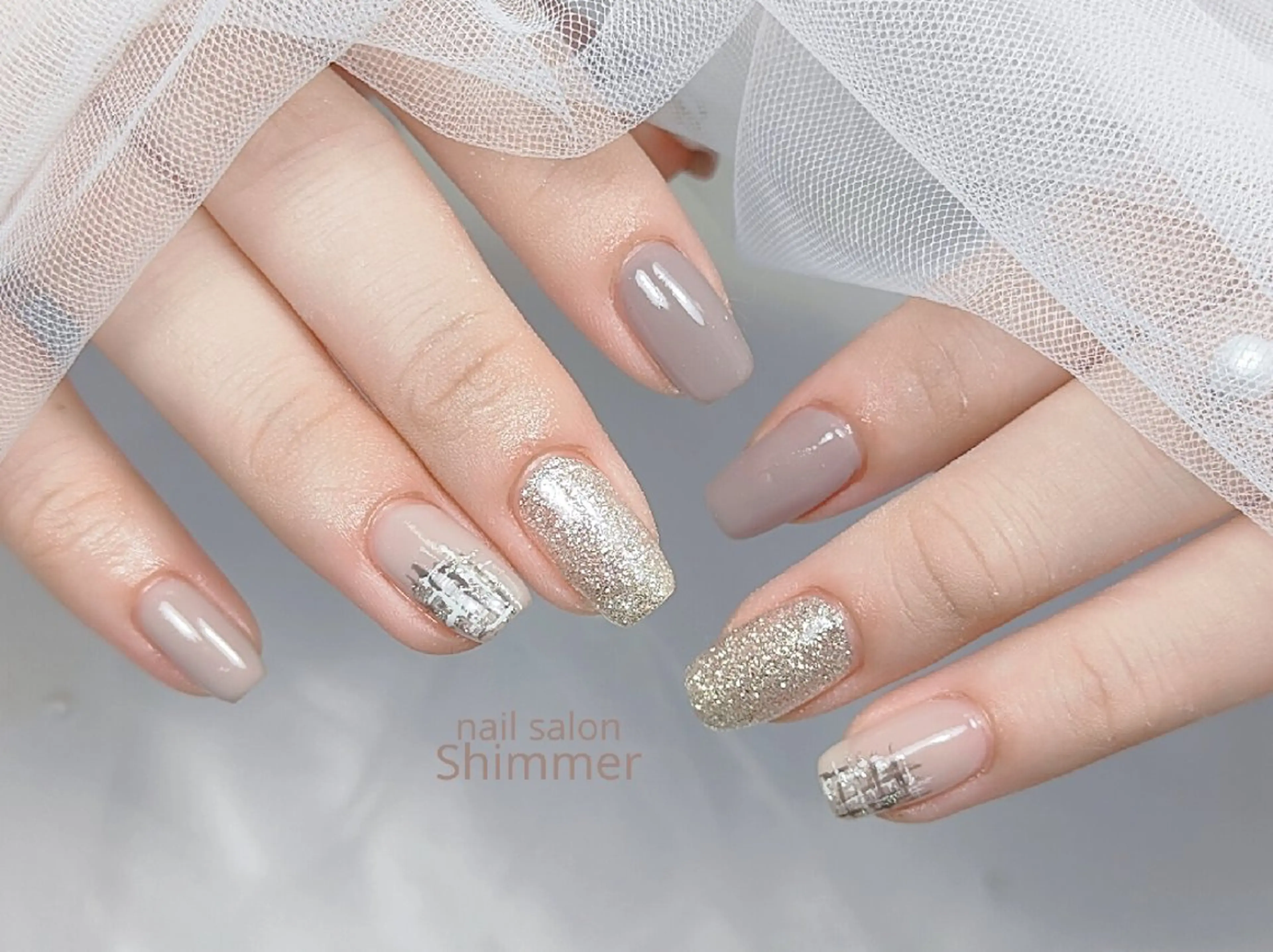 ネイル アートネイル ツイードネイル Shimmer Asakoのネイルデザイン