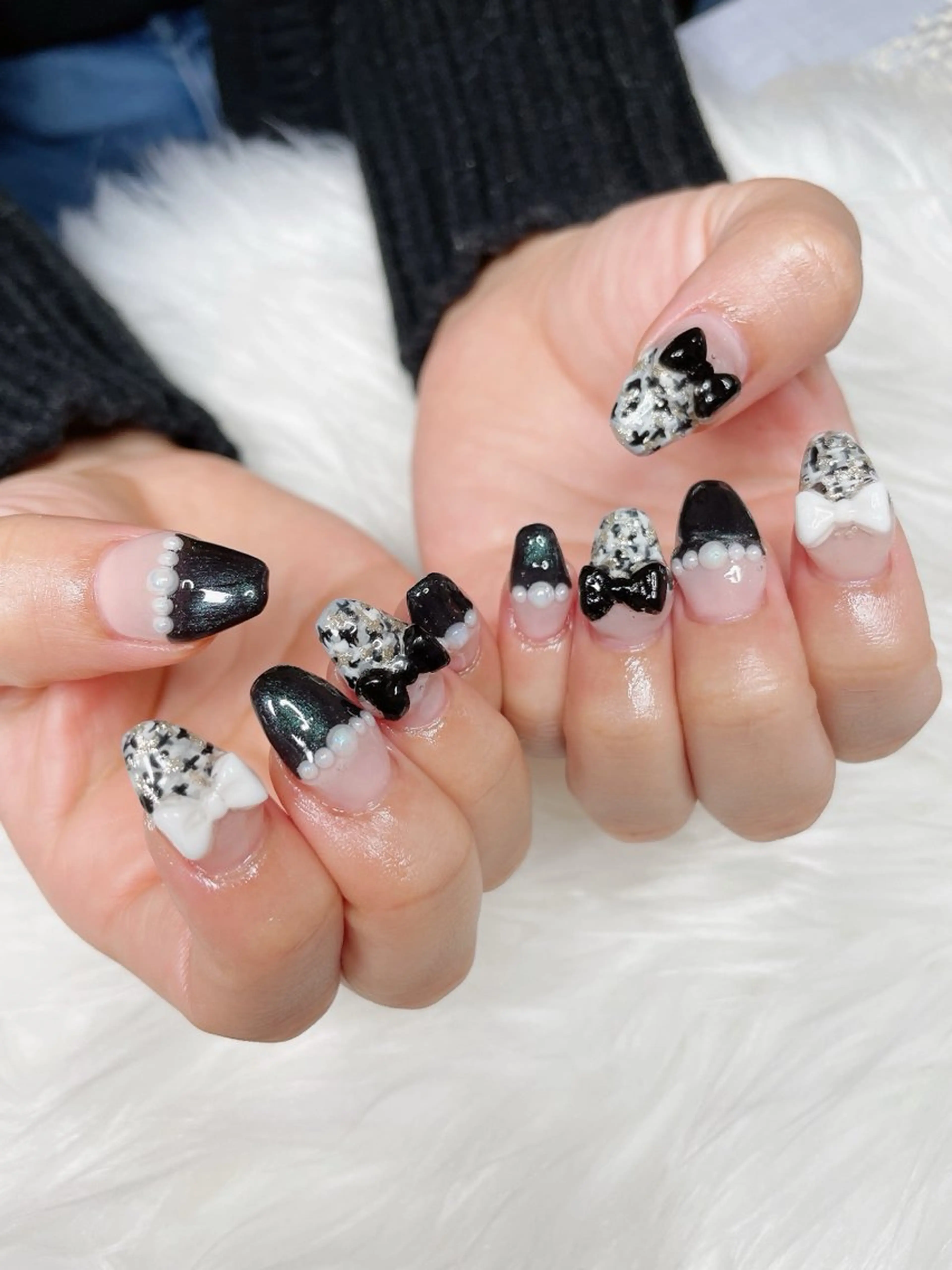 ネイル リボン ツイードネイル nailsalon Rinのネイルデザイン