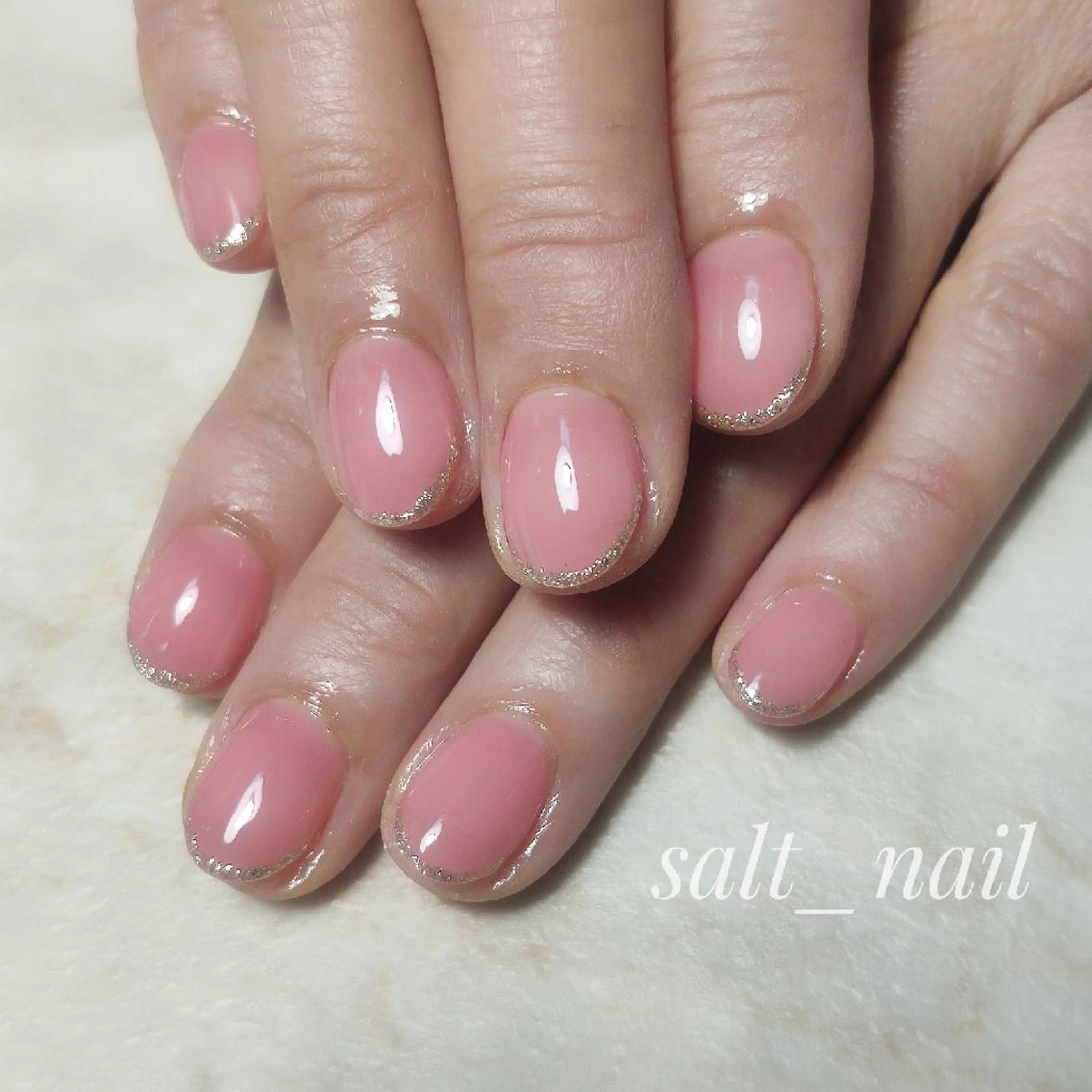 ネイル フレンチネイル ラメ(グリッター) 個人サロン saltnailのネイルデザイン