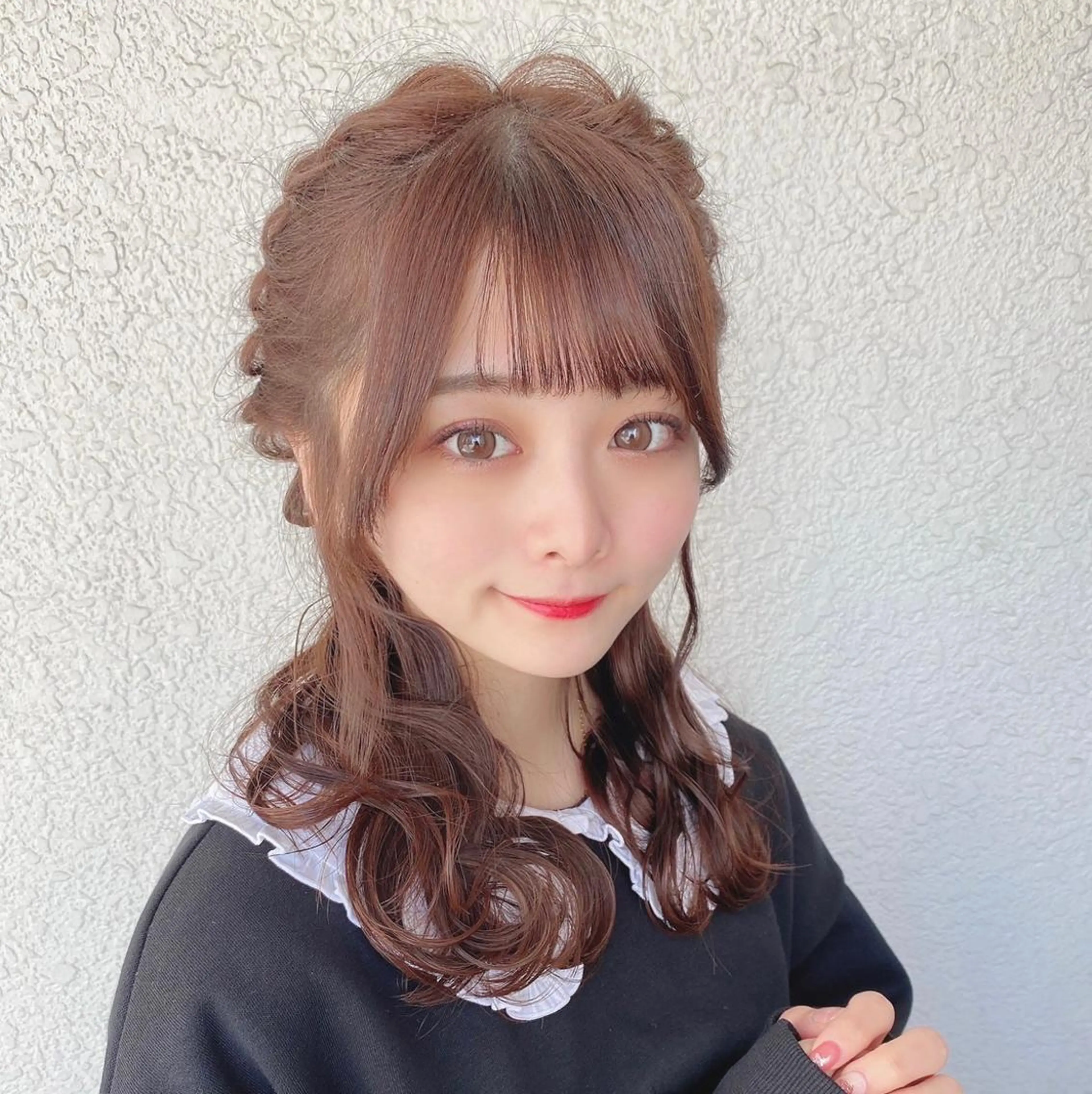ロング ヘアアレンジ ハーフアップ ヘアセット 💖透明感カラー💖 mayukoのヘアスタイル