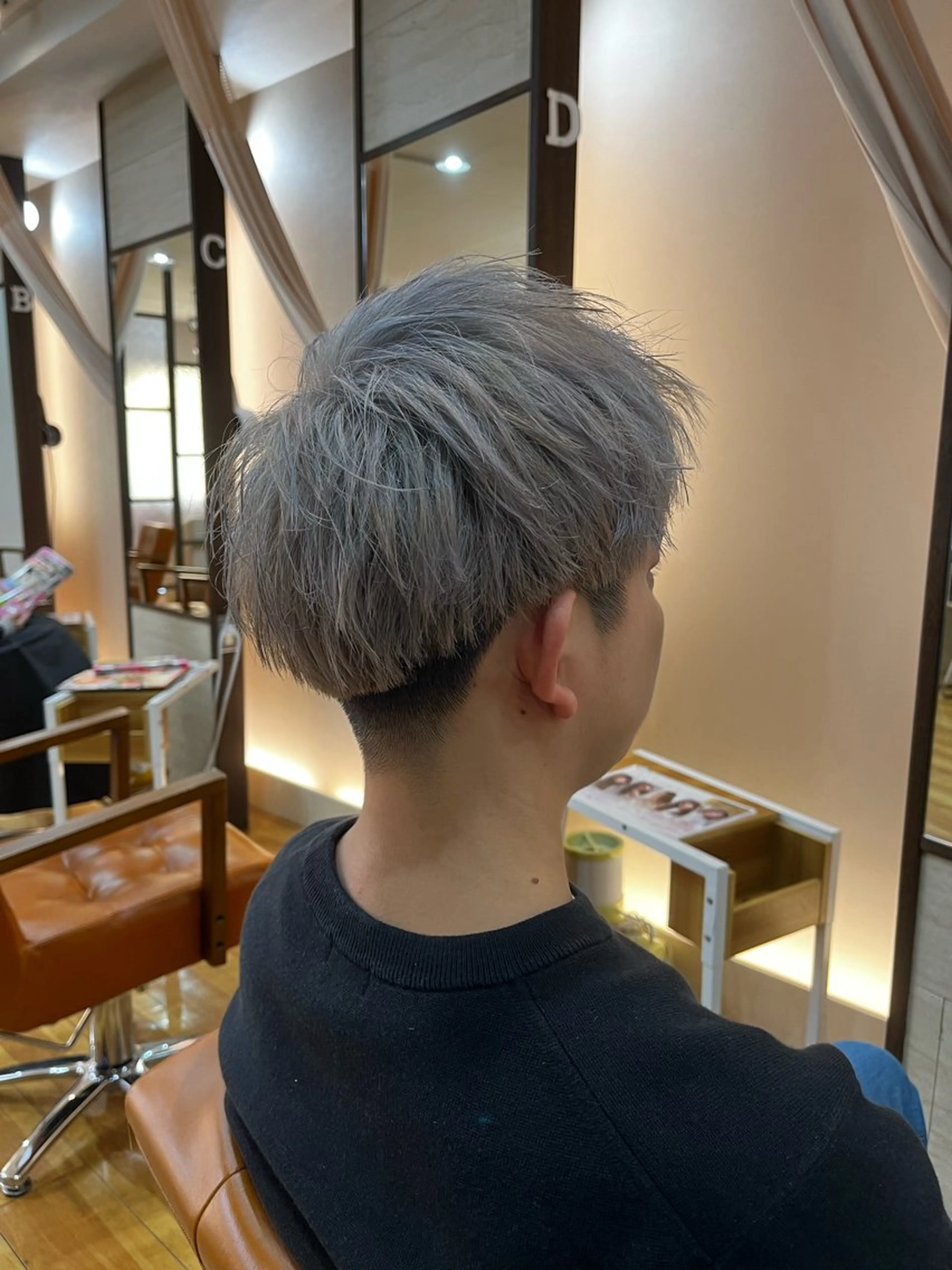 カラー メンズ 透明感カラー シルバー カット ヘアカラー 河内花園駅/ 片岡のヘアスタイル