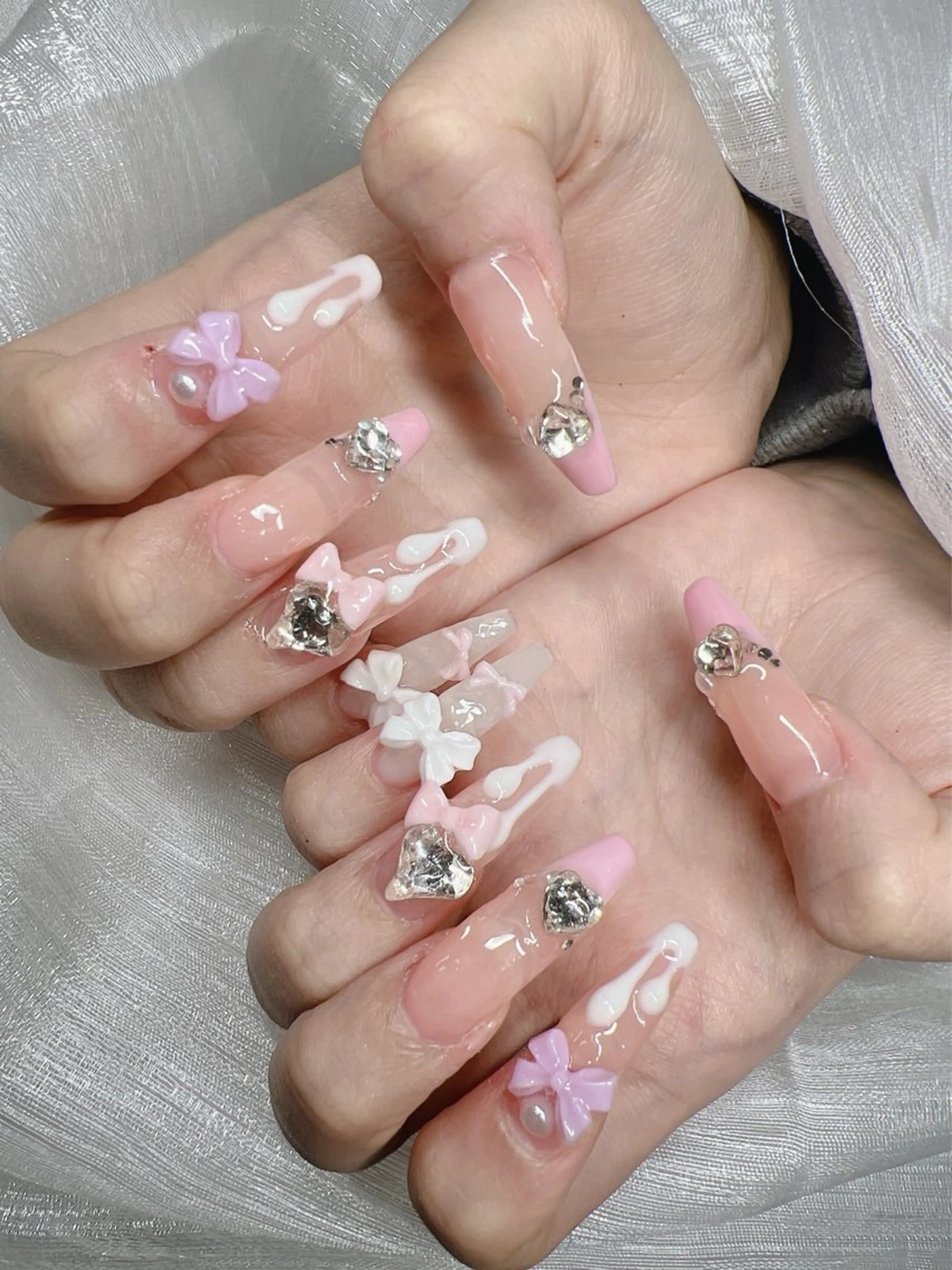 ネイル 長さ出し グラデーション 卒業式 キラキラネイル マグネットネイル ハンドネイル Lee Nails チップ長さだし専門店のネイルデザイン