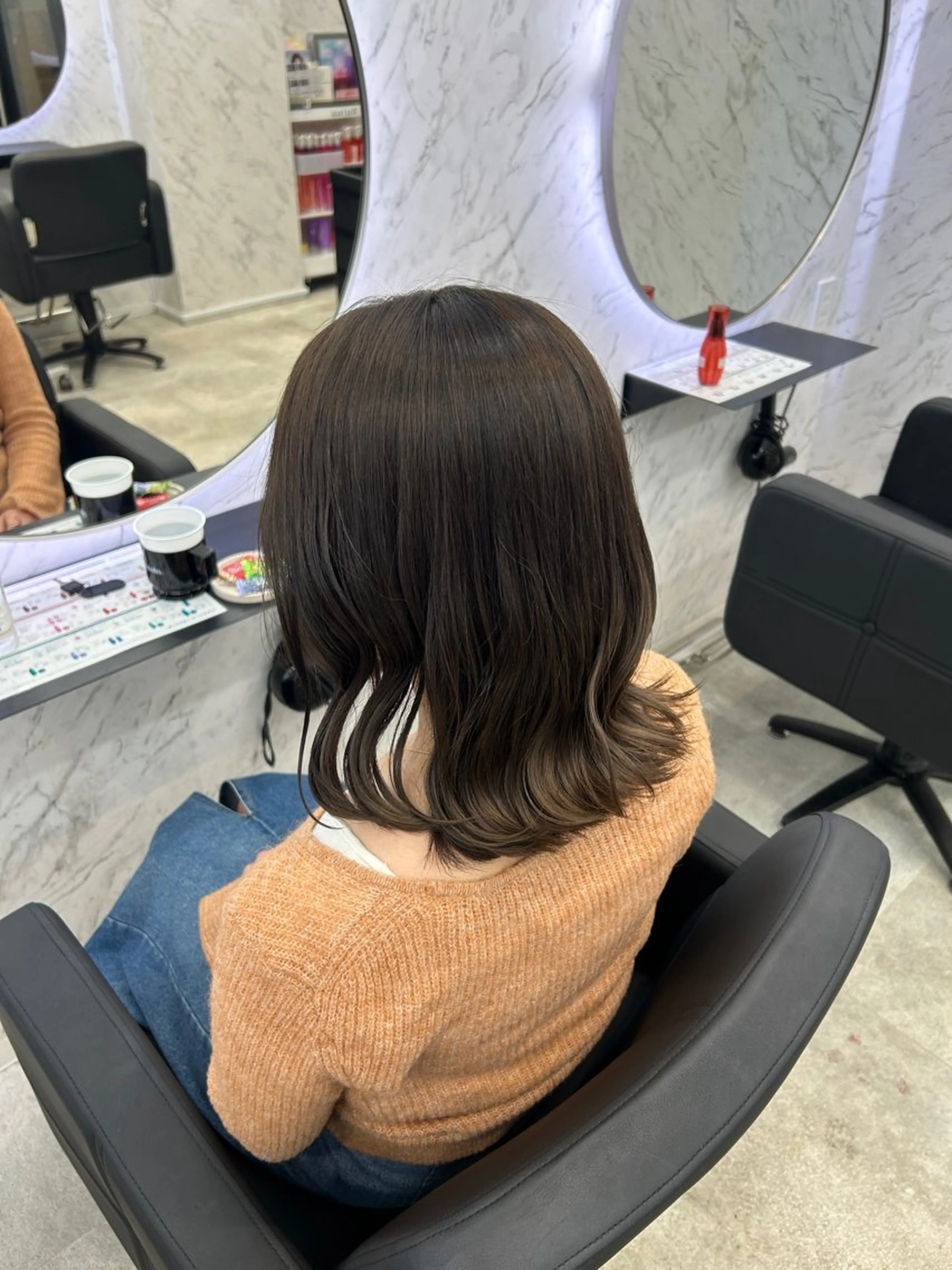 ミディアム カラー 透明感カラー グレージュ カット¥1100 ✂️MIUのヘアスタイル