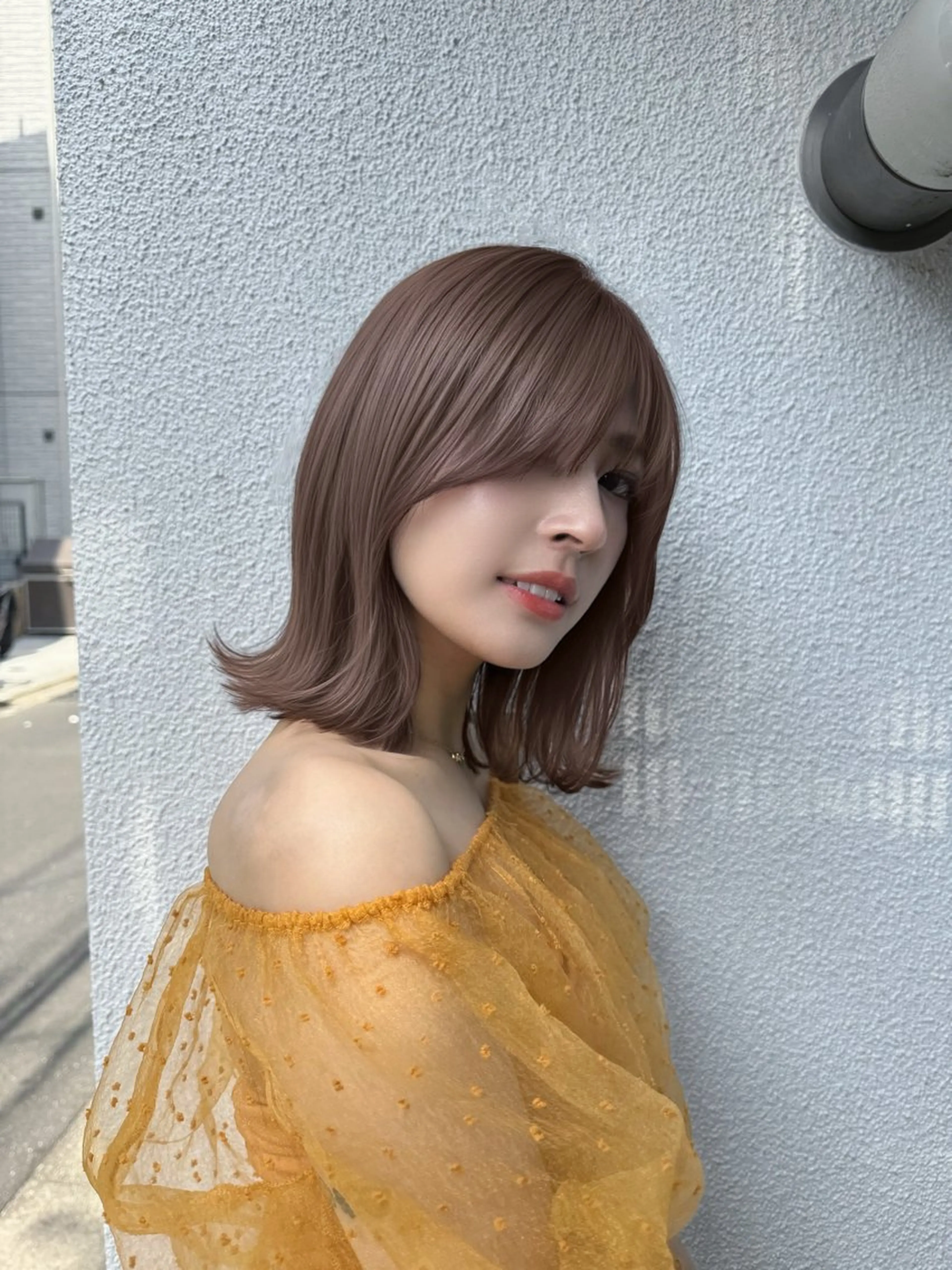 ミディアム カラー パーマ カット ヘアカラー 韓国ヘア/韓国風 パーマ/kazueのヘアスタイル