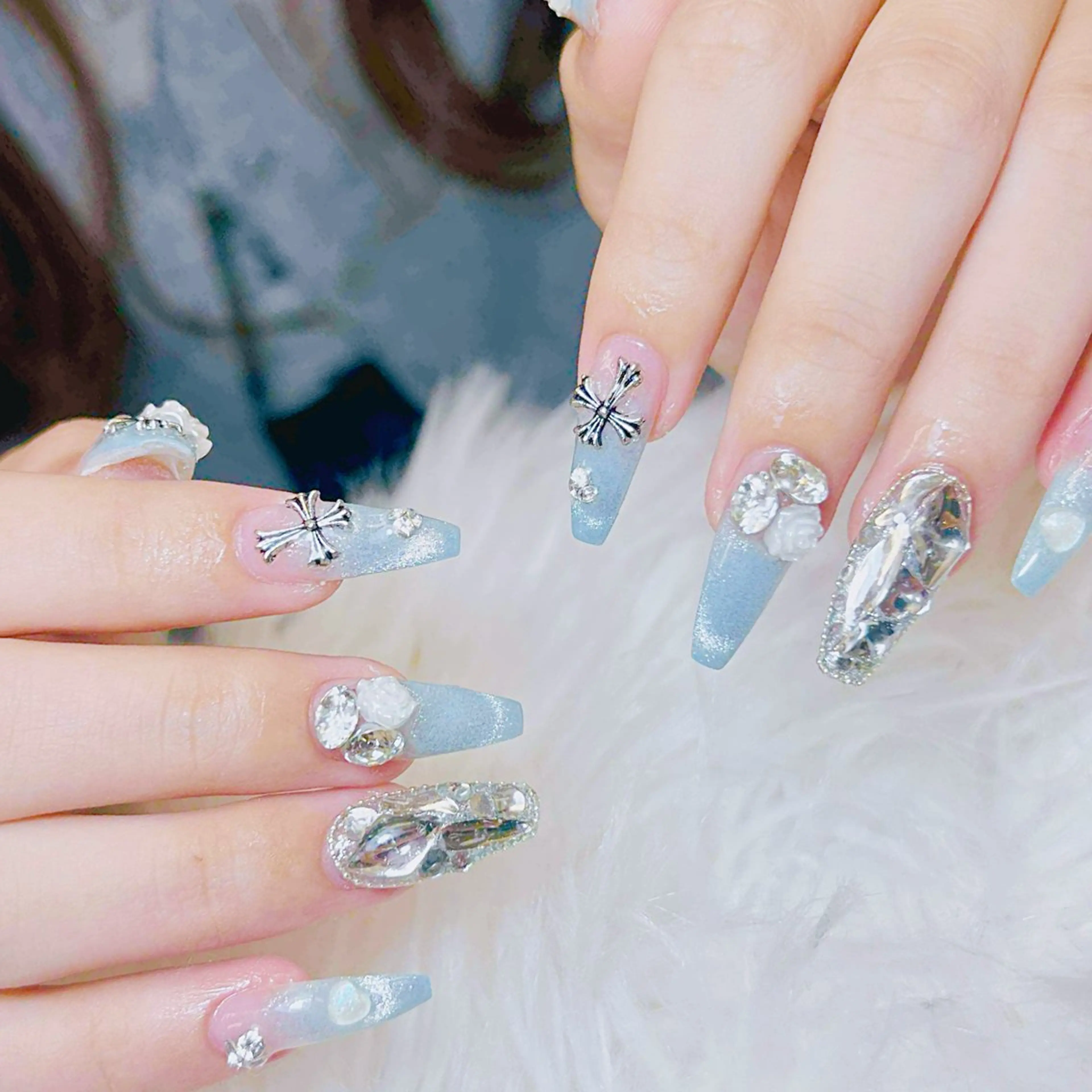 ネイル チークネイル 長さ出し フラッシュネイル フレンチネイル グラデーション ハンドネイル AN NAIL SALONのネイルデザイン