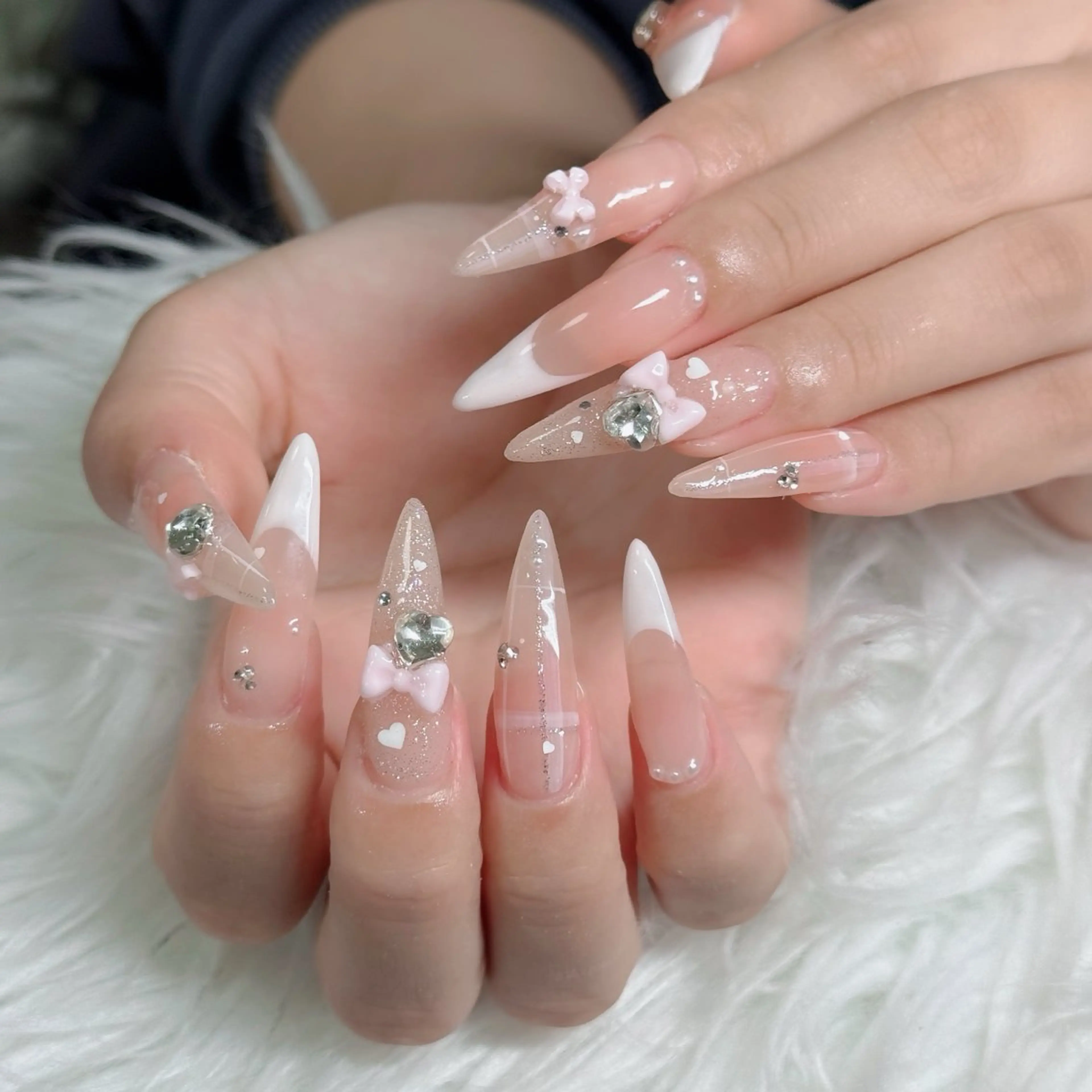 ネイル フットネイル フレンチネイル グラデーション 韓国ネイル ロングネイル ハンドネイル Hani Nail Salonのネイルデザイン