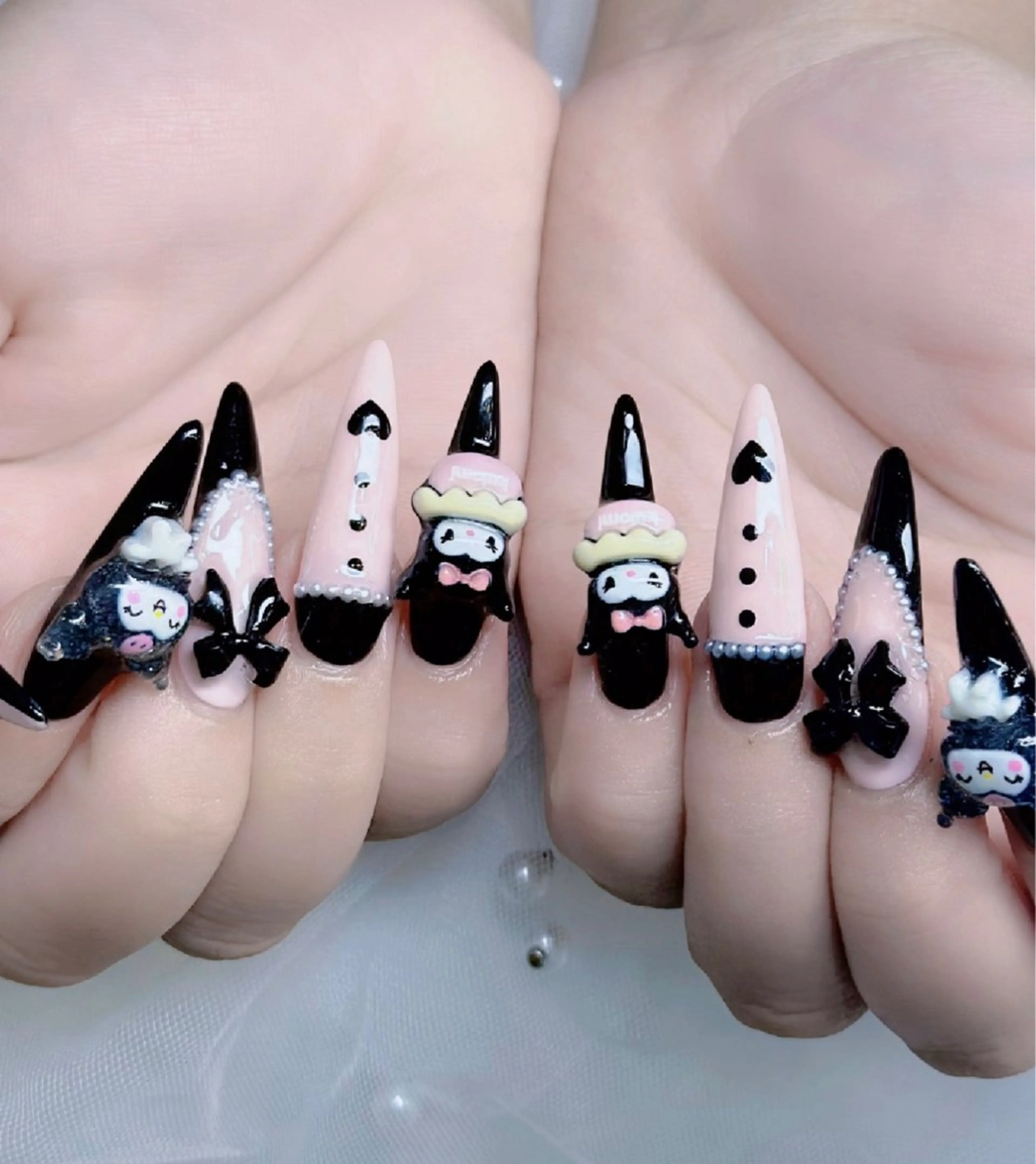 ネイル 長さ出し フレンチネイル 韓国ネイル レース マグネットネイル yuna ユナのネイルデザイン