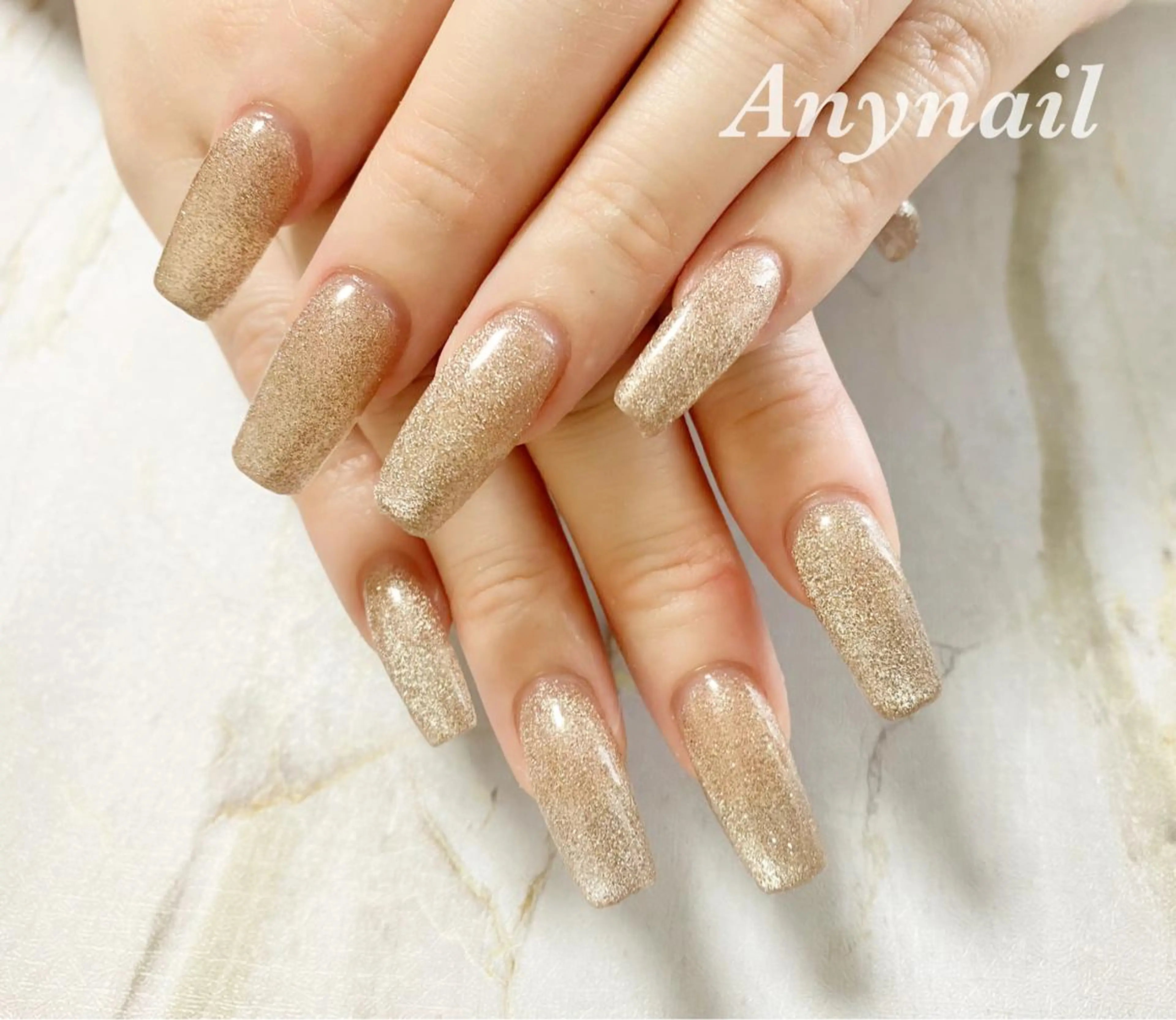 ネイル ブルー フラッシュネイル ジェルネイル マグネットネイル ワンカラーネイル ハンドネイル 岩澤 恵子のネイルデザイン