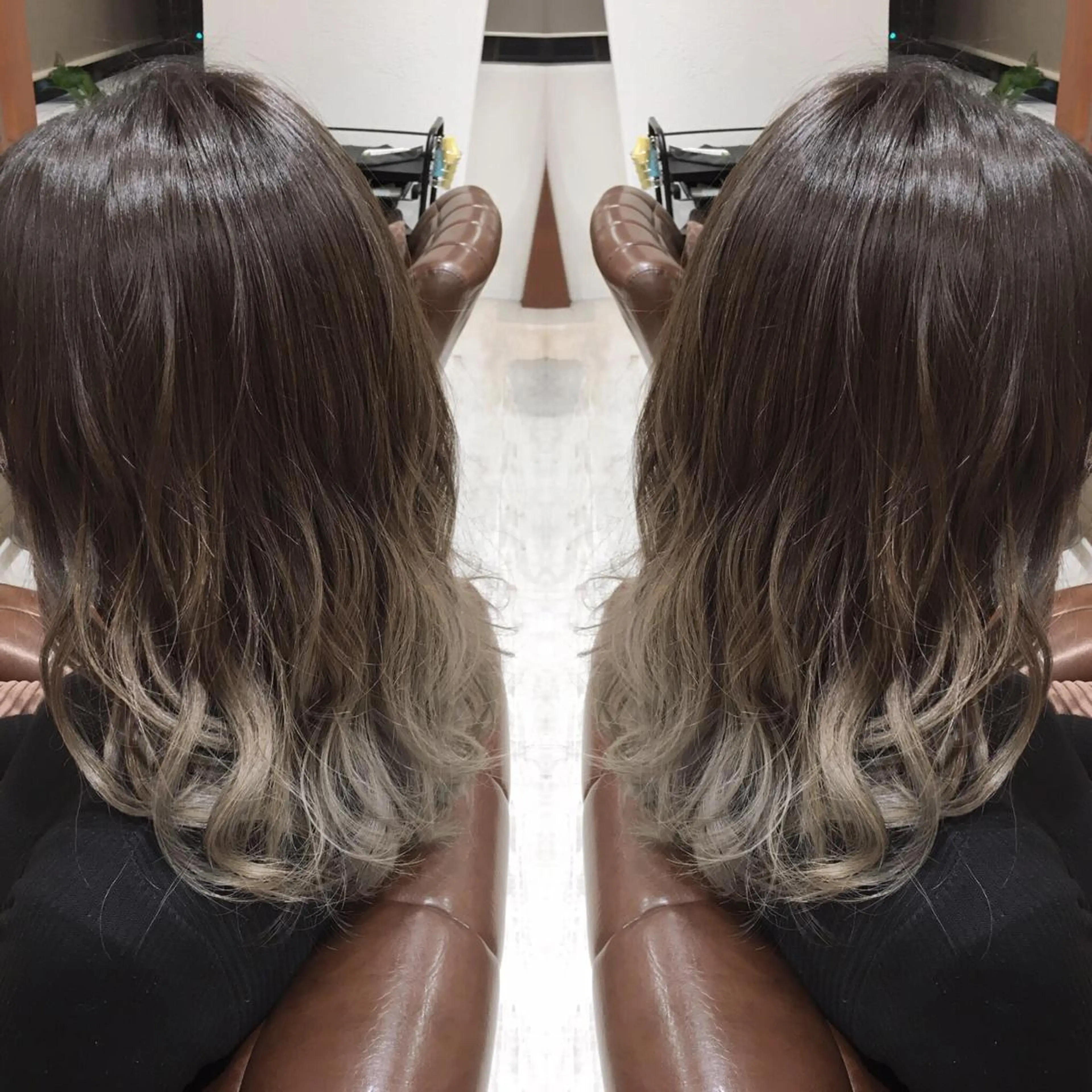 セミロング カラー アッシュ グラデーションカラー ホワイトアッシュ biscohair 髪にドラマを。のヘアスタイル