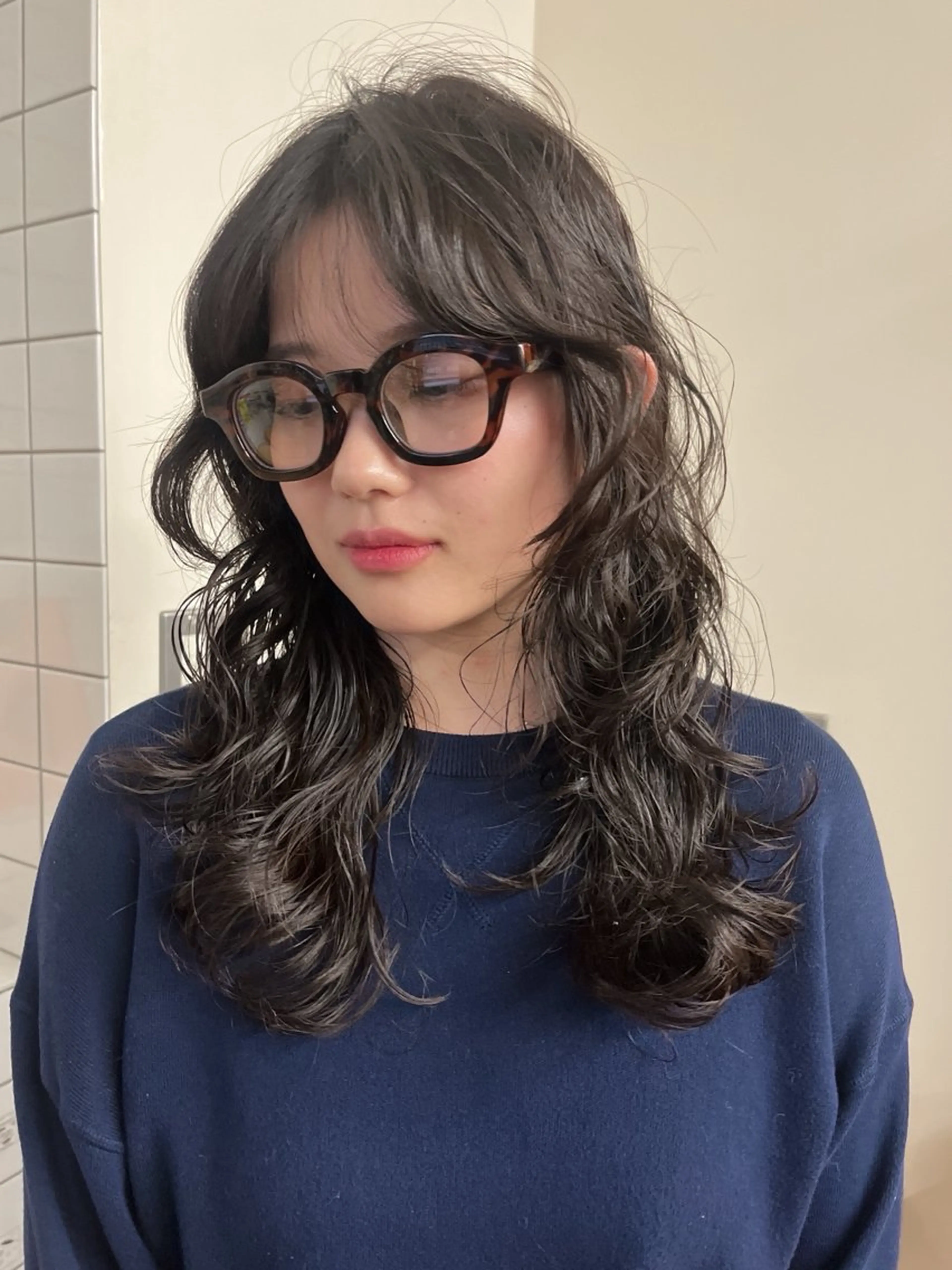 ミディアム カラー パーマ ミディアムパーマ デジタルパーマ ボブパーマ/パーマ ウルフパーマのヘアスタイル