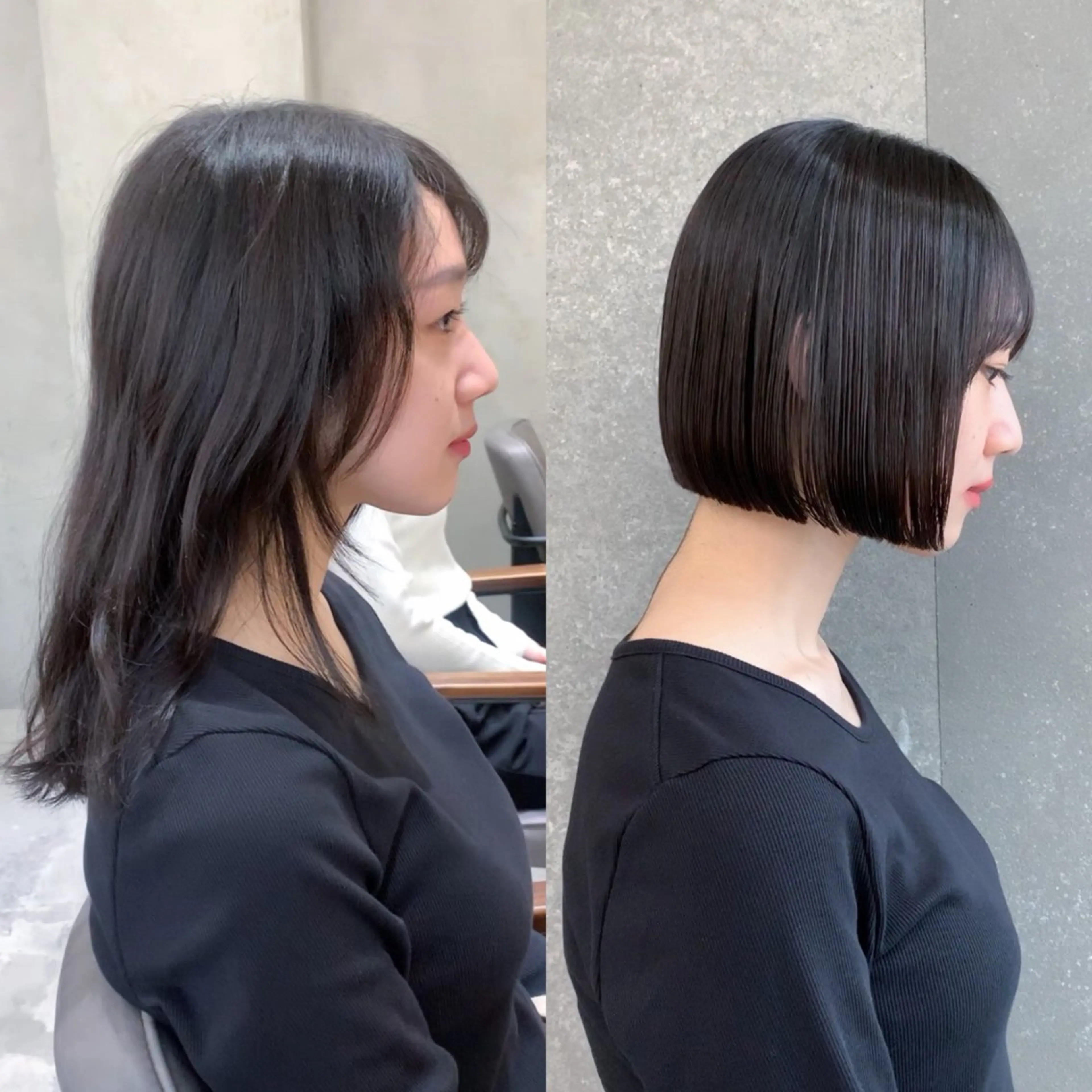 ショート 切りっぱなしボブ 前下がりボブ ショートボブ ボブ 顔周りカット カット 縮毛矯正 トリートメント 伊 杏のヘアスタイル