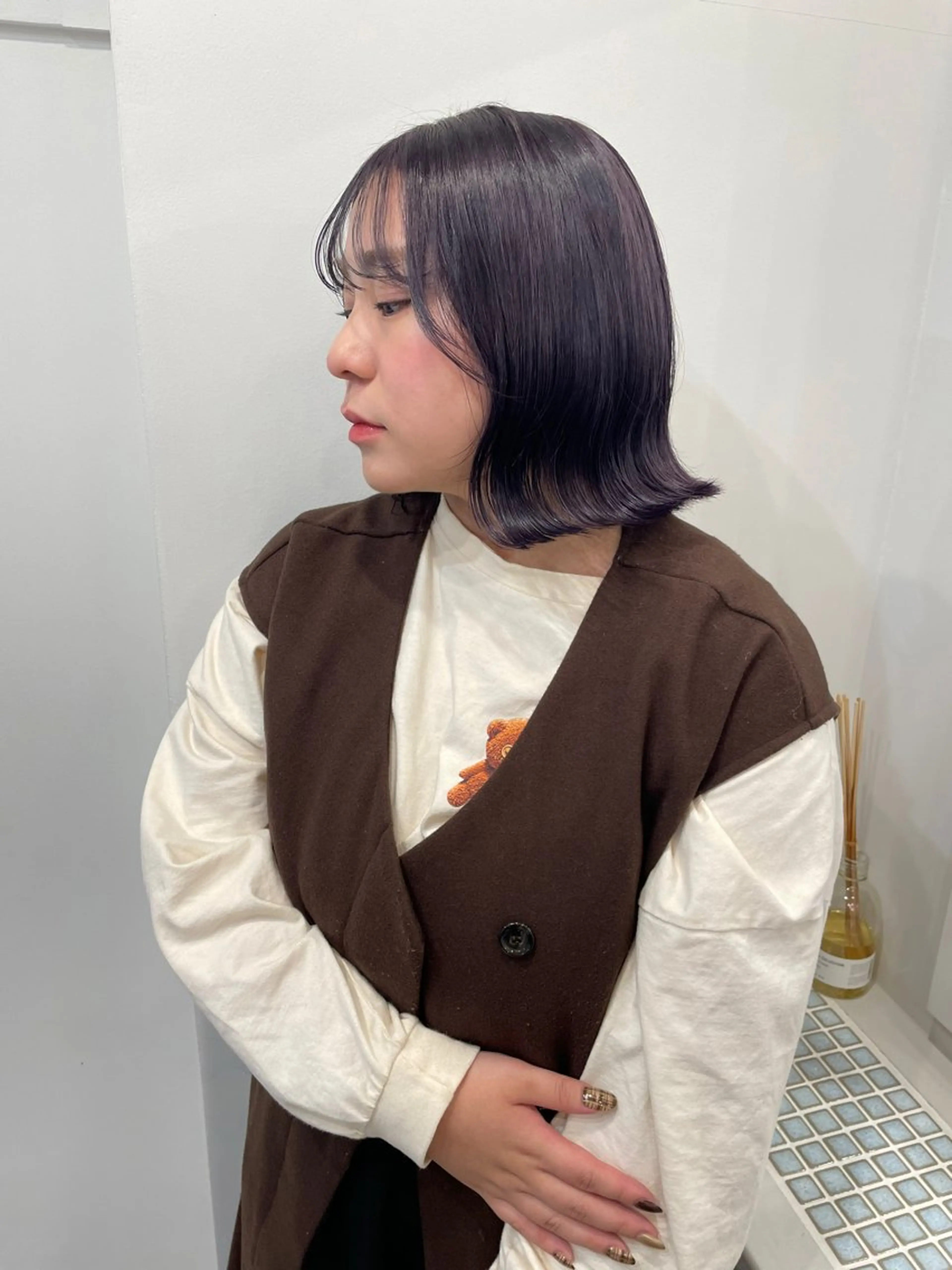 ミディアム カラー ミストバング ベージュカラー ブリーチ ケアブリーチ ダブルカラー ダブルカラーVia/ airi♡のヘアスタイル